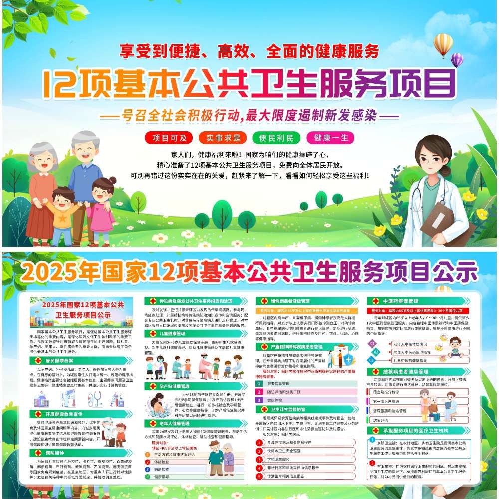 国家基本公共卫生服务十二类项目免费享受展板宣传栏 (6)