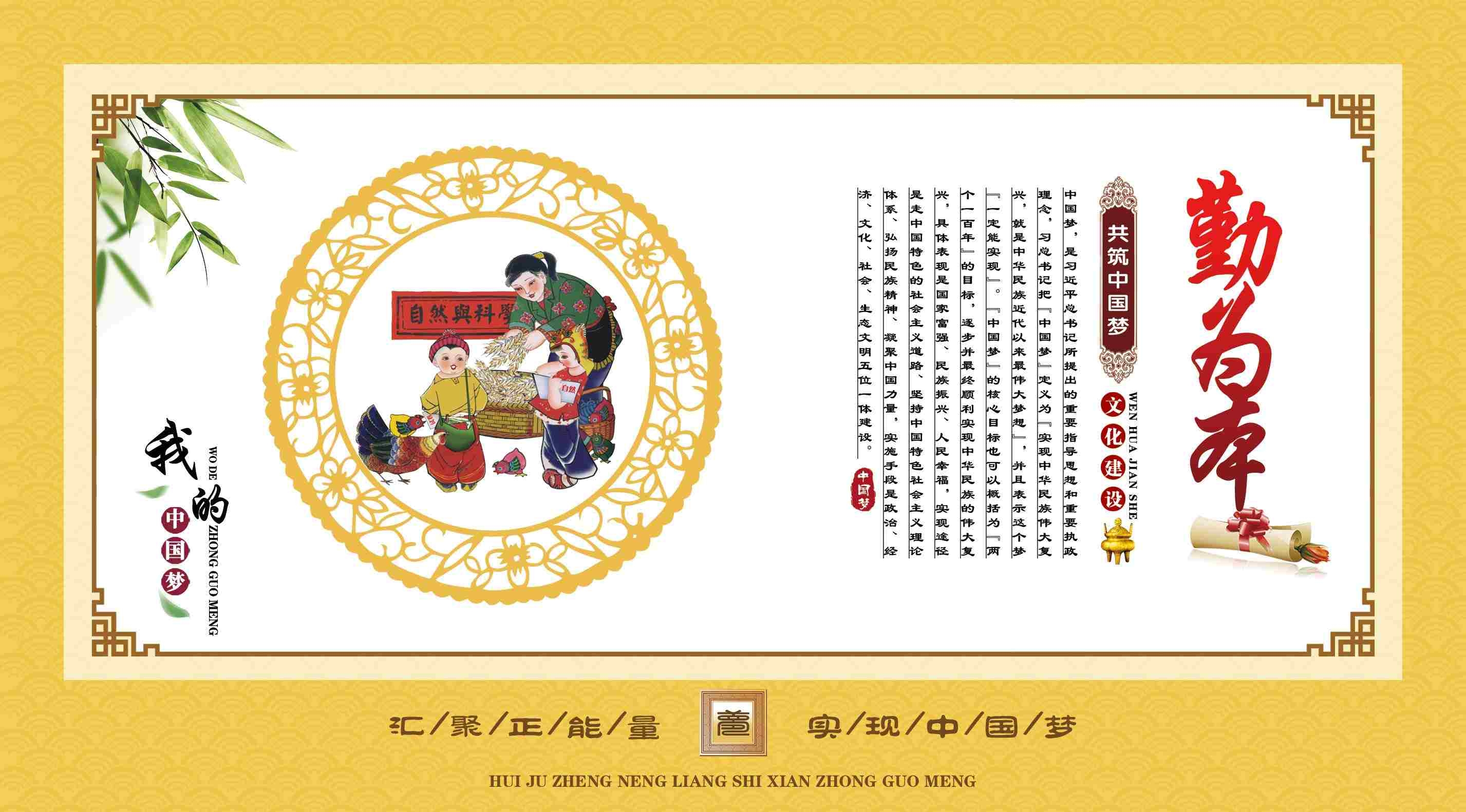 中国传统美德我的中国梦勤为本展板海报