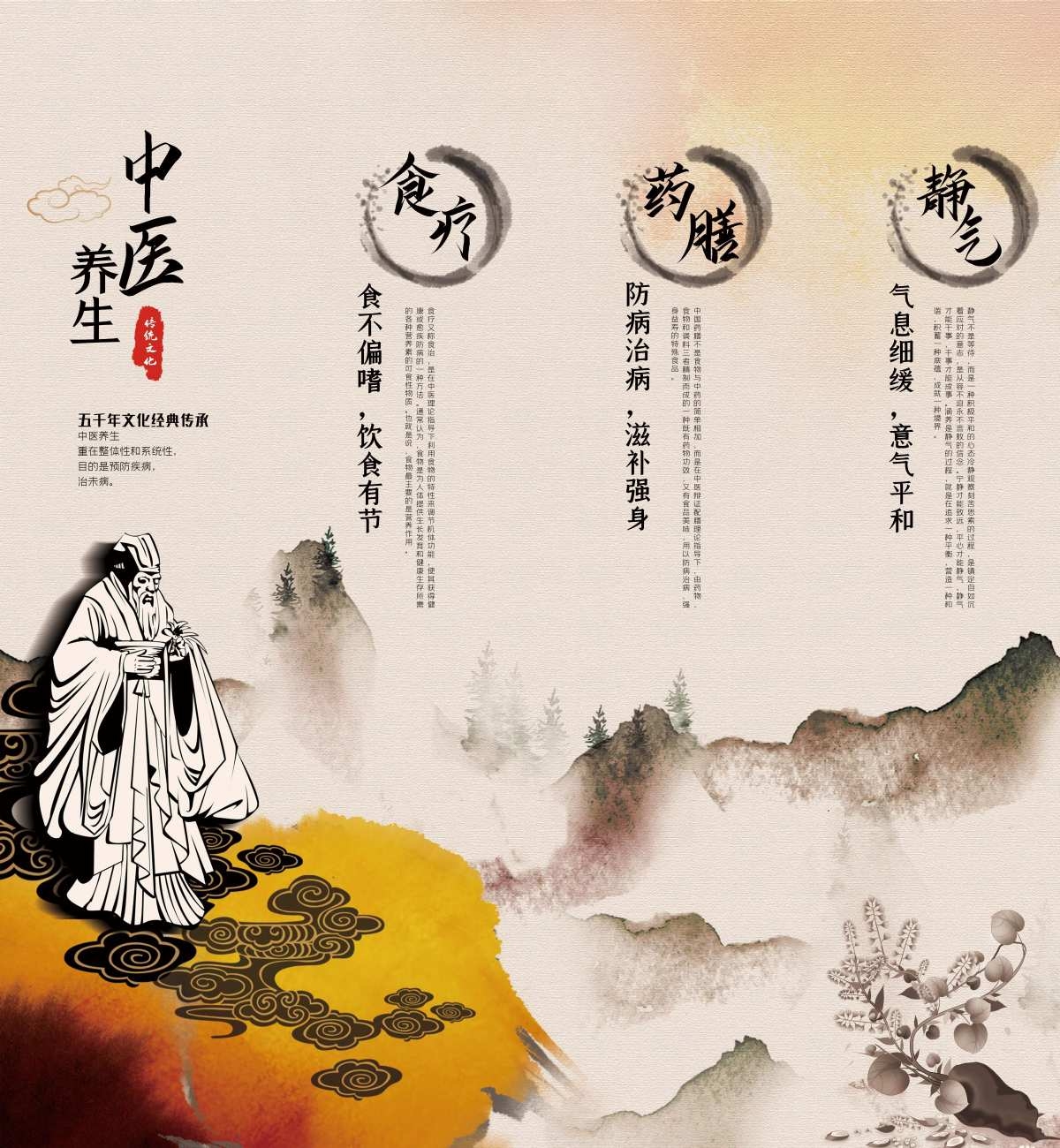 中医养生食疗药膳静气海报