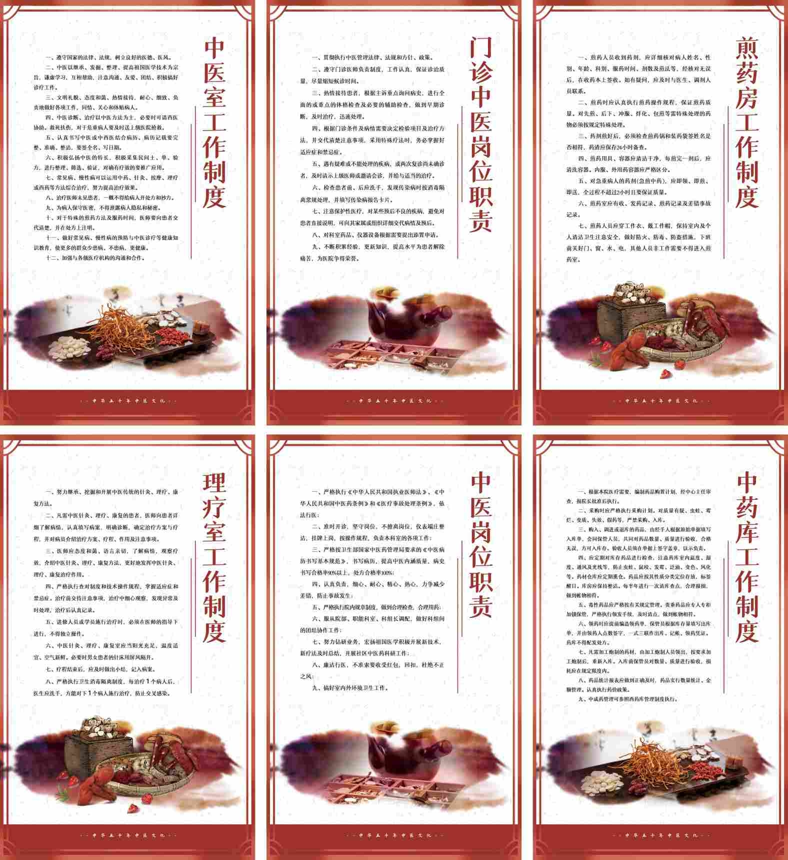 中医室煎药房理疗室中药库工作制度中医医生中医岗位职责
