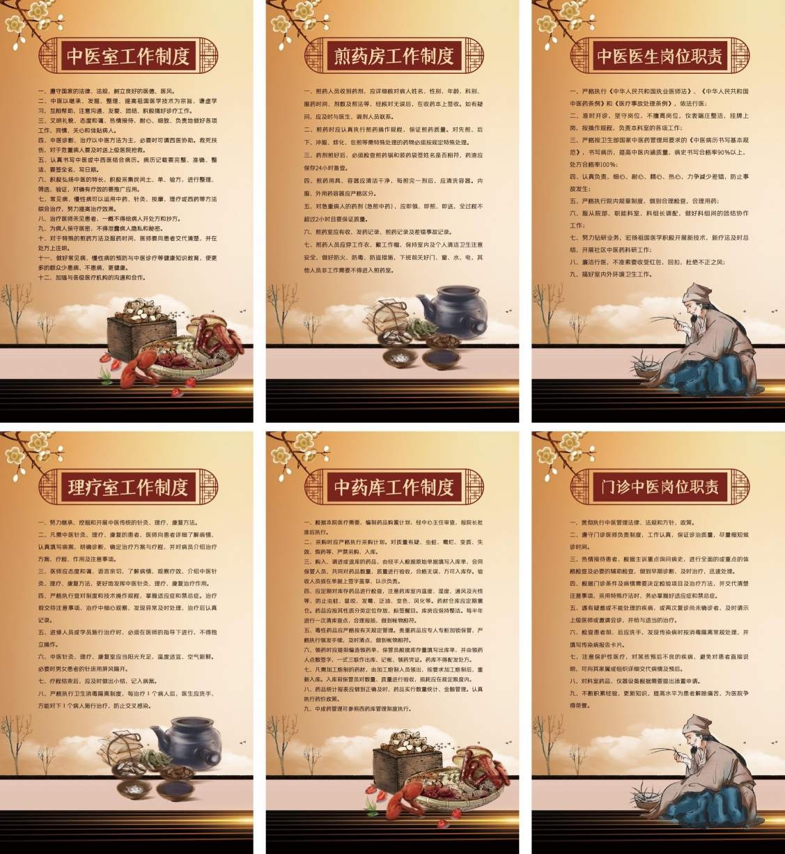 中医室煎药房理疗室中药库工作制度中医医生门诊中医岗位职责