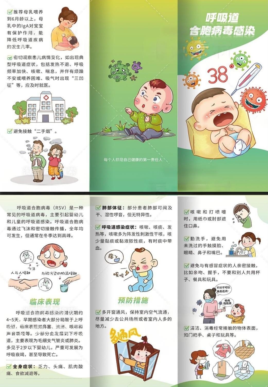 医院社区呼吸道合胞病毒健康教育三折页