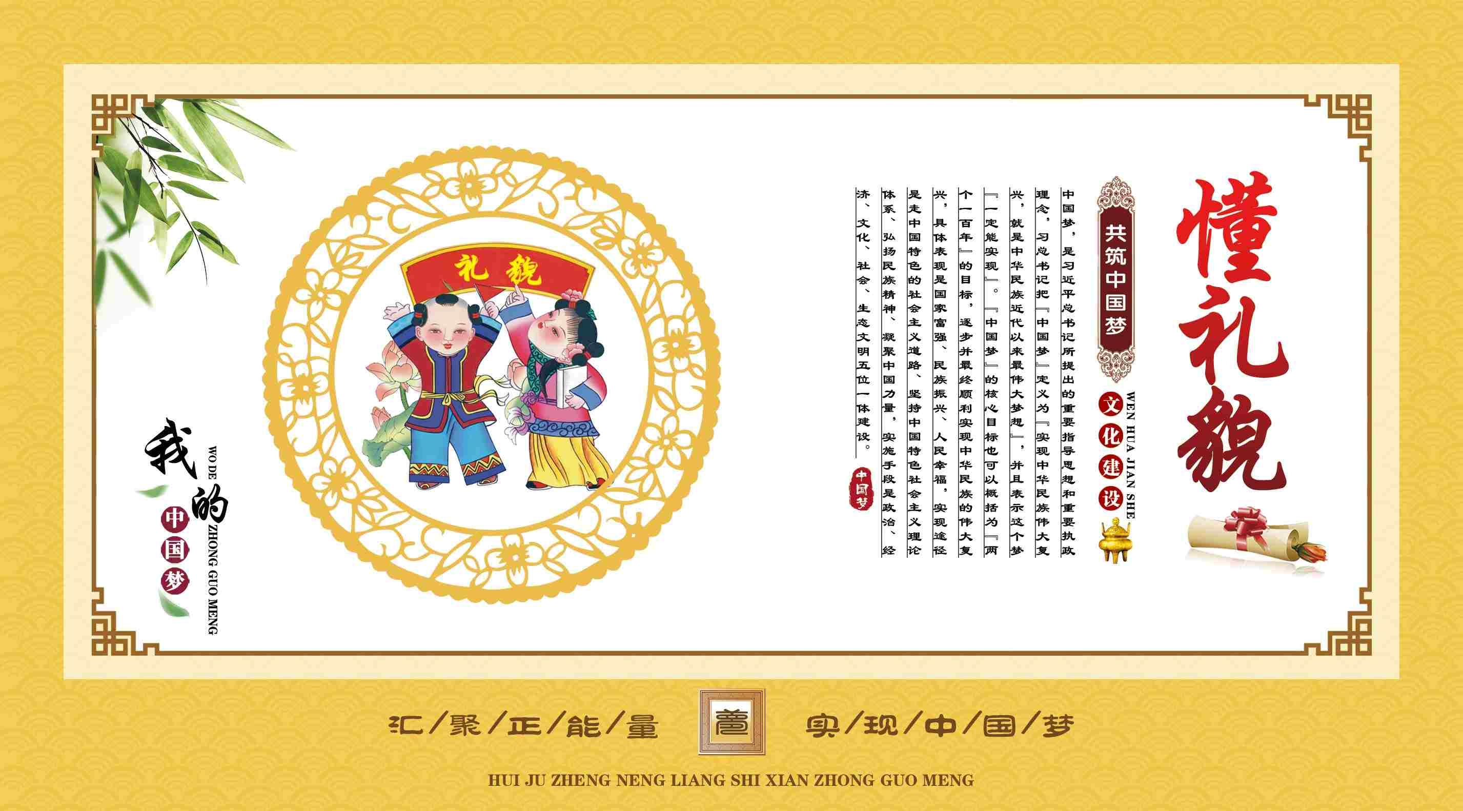 中国传统美德我的中国梦懂礼貌展板海报