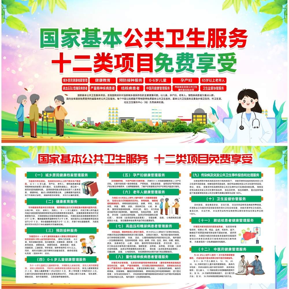 国家基本公共卫生服务十二类项目免费享受展板宣传栏 (1)