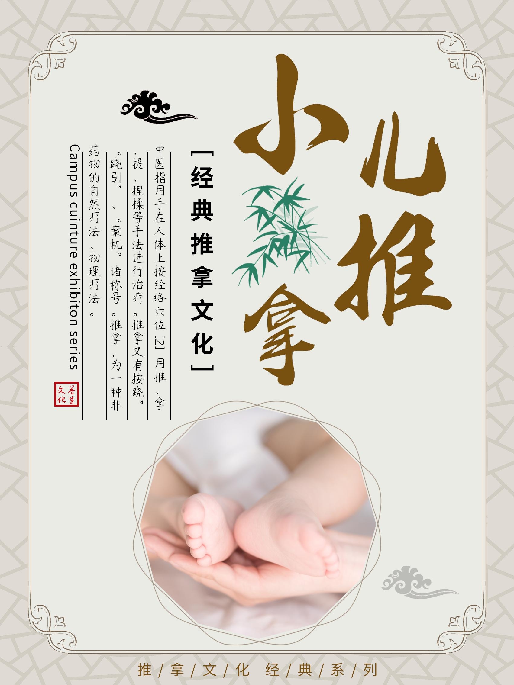 中医小儿推拿中医治疗展板