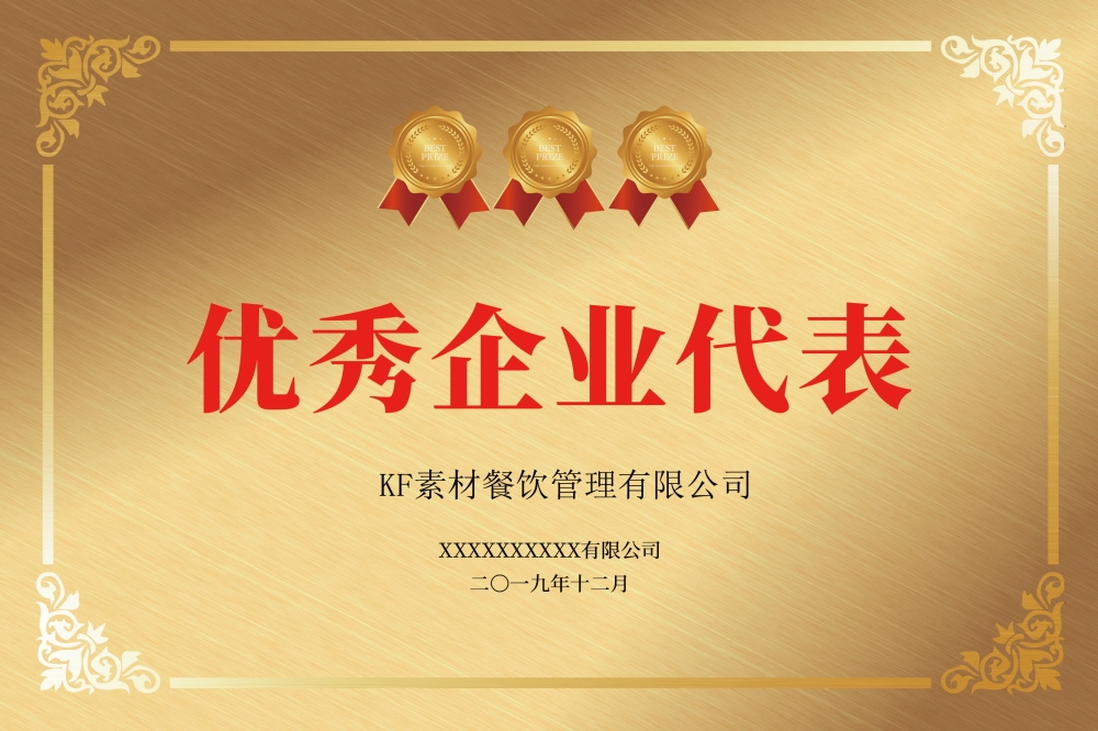 铜牌奖牌企业授信牌钛金牌排版设计素材