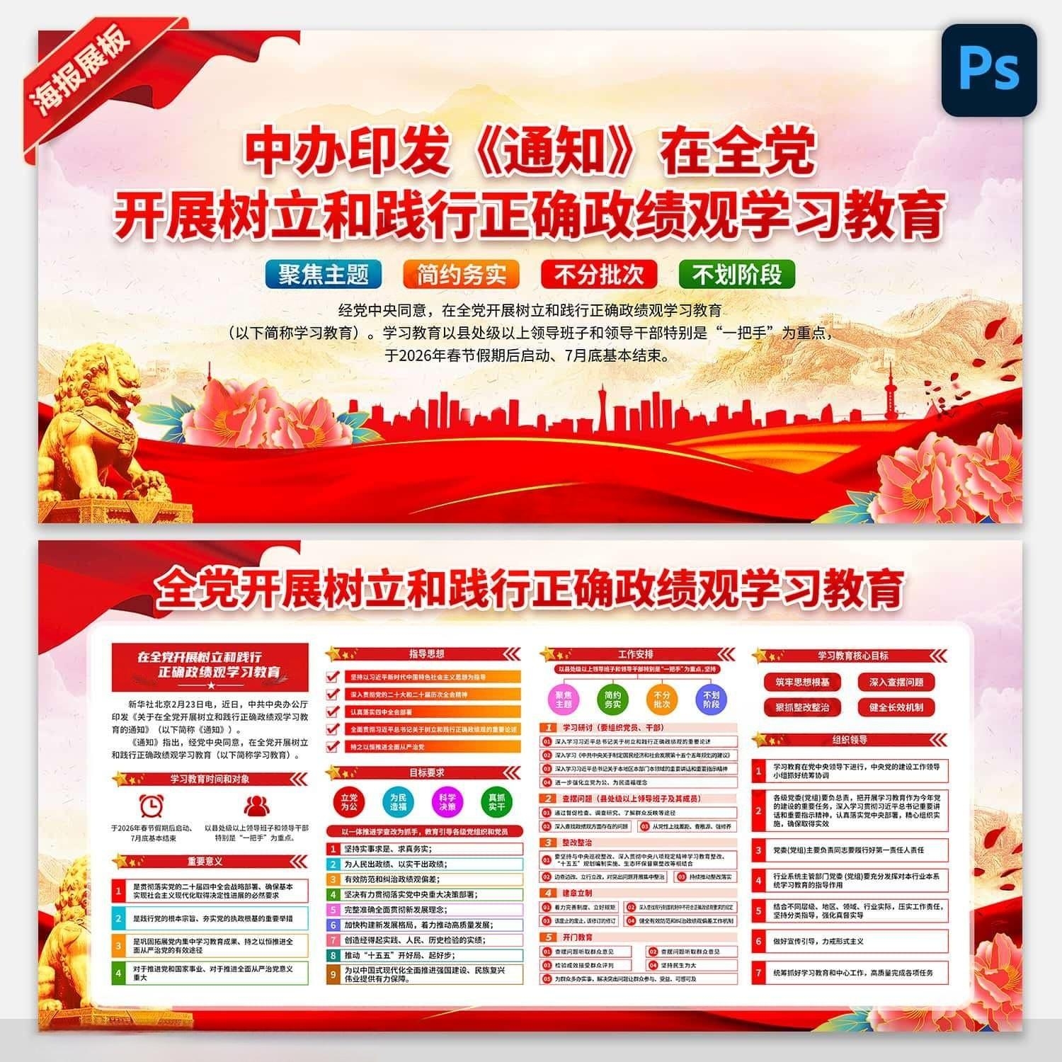 开展树立和践行正确政绩观学习教育展板宣传栏