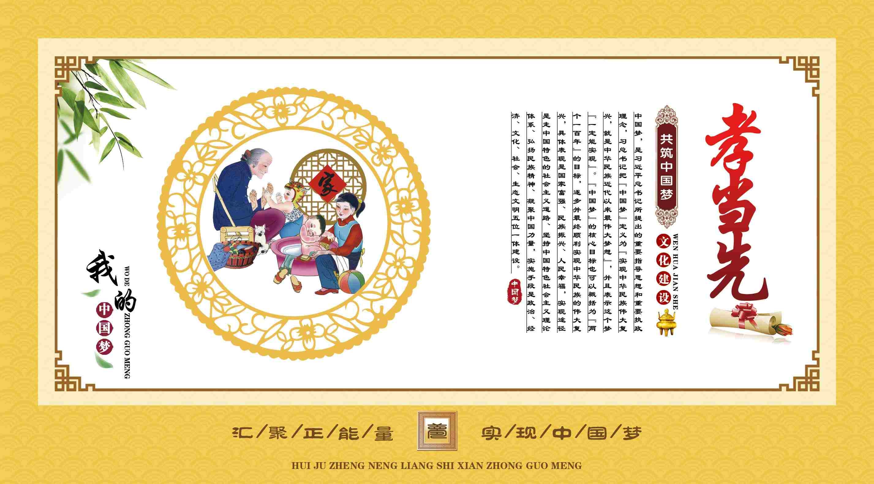 中国传统美德我的中国梦孝当先展板海报