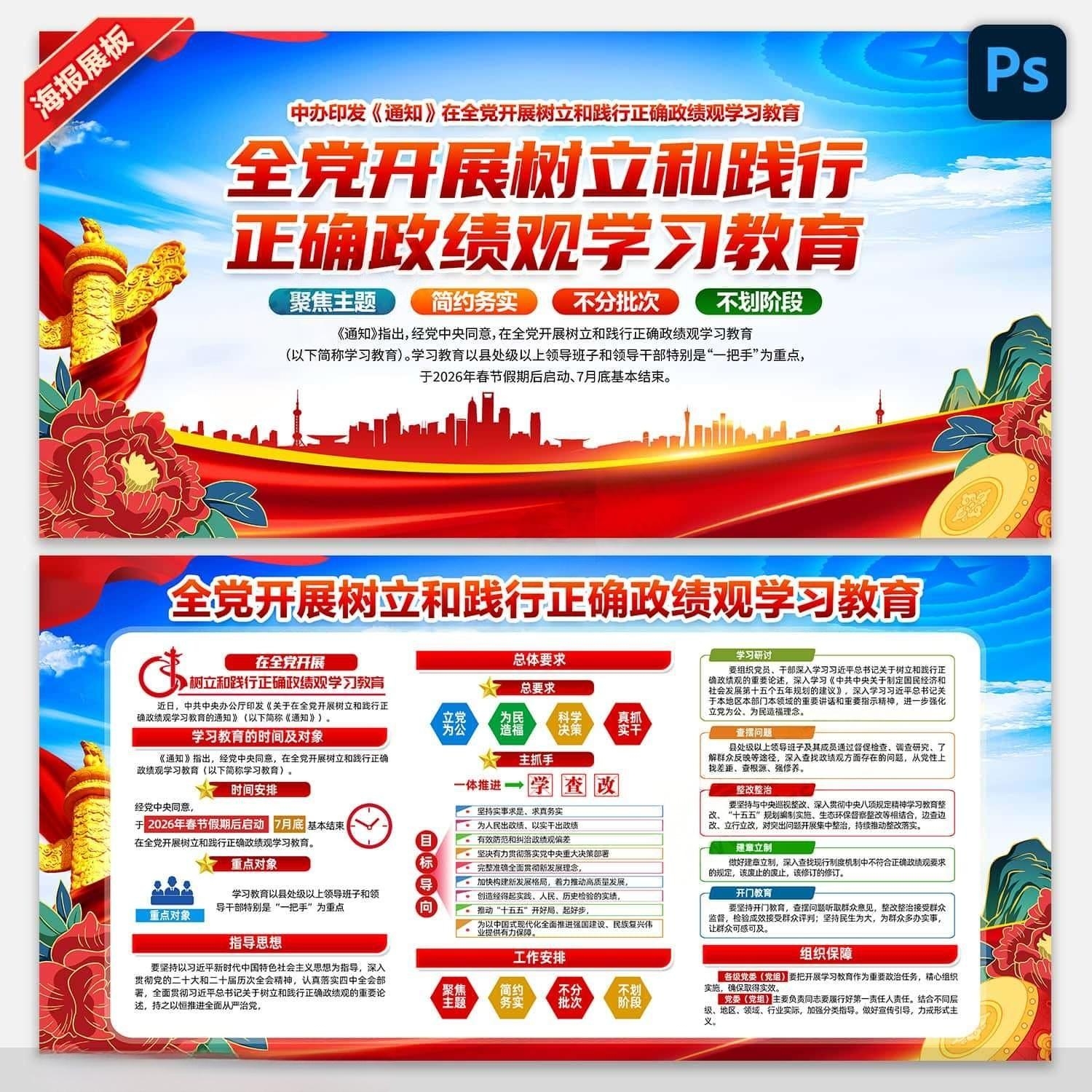 开展树立和践行正确政绩观学习教育展板宣传栏 (9)