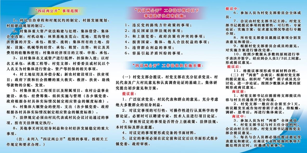 社区村委村党支部四议两公开工作流程图展板宣传栏