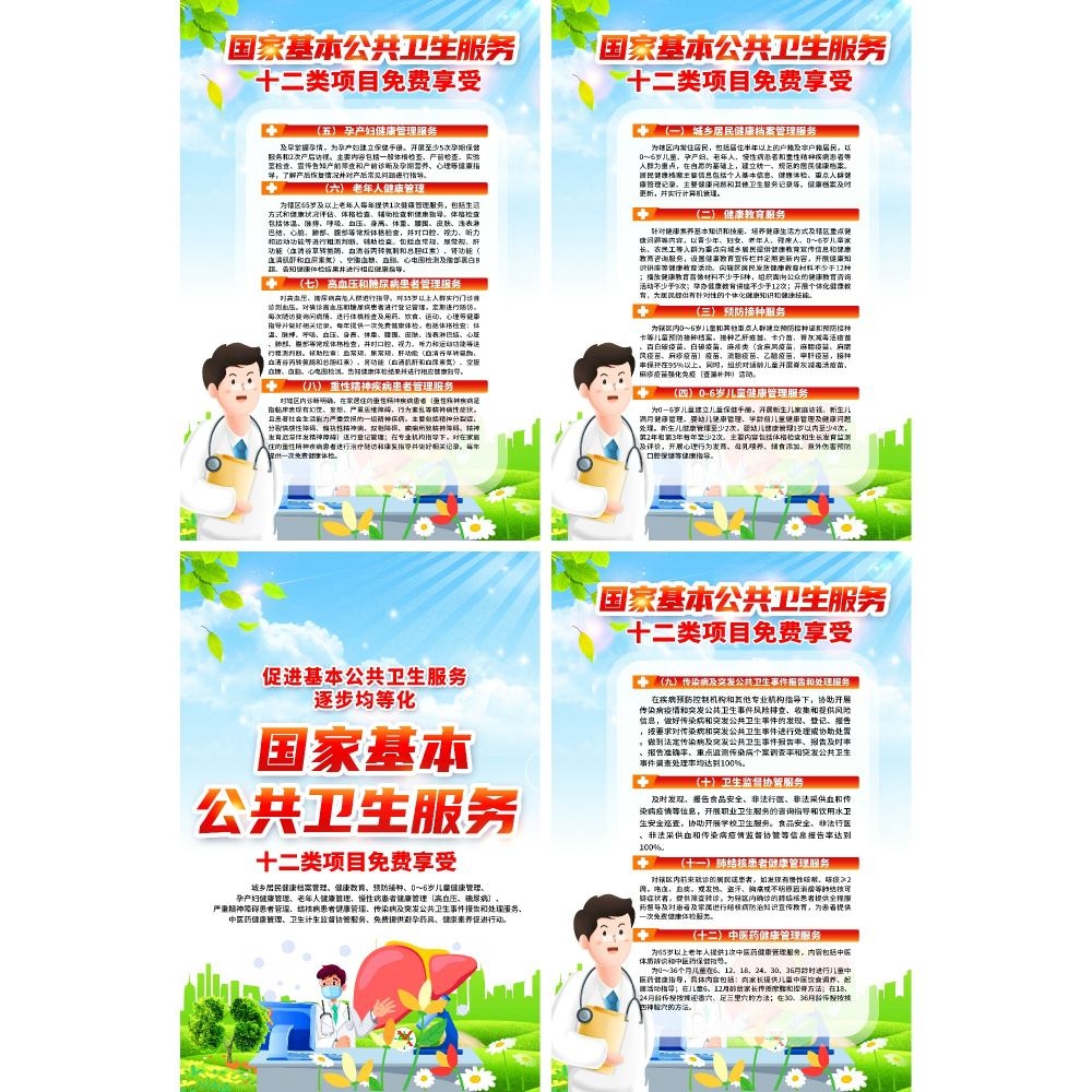 国家基本公共卫生服务十二类项目免费享受套图海报挂画