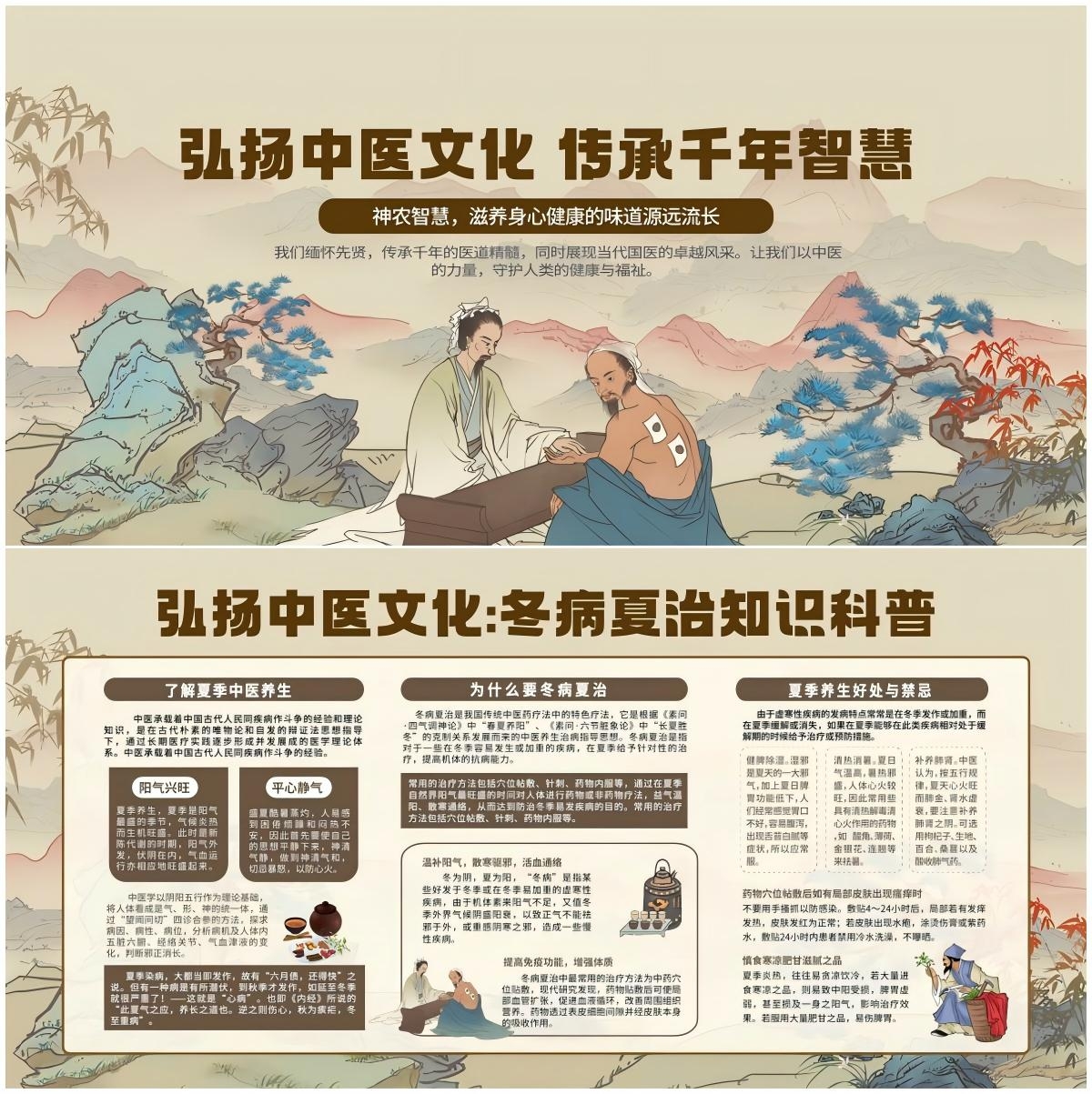 中国风传承中医传统文化宣传科普展板