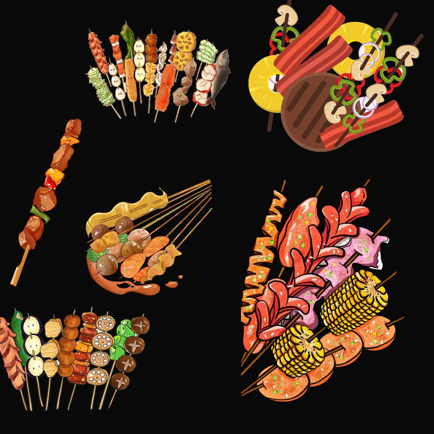 餐饮美食串串烧烤背景图片