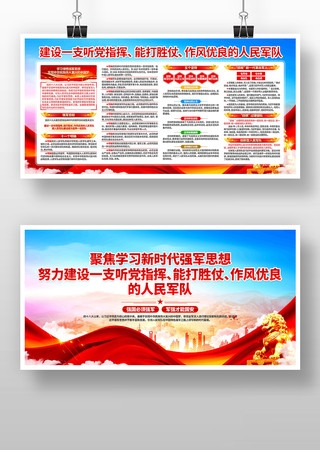 深入学习贯彻强军思想部队宣传栏展板