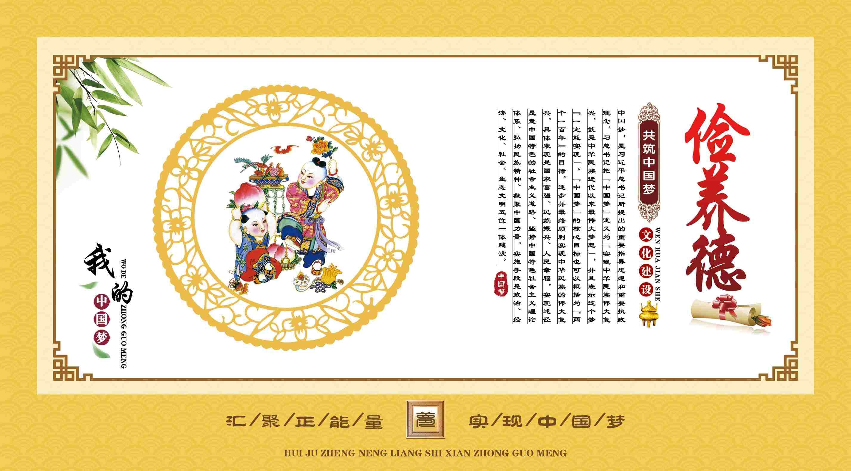 中国传统美德我的中国梦俭养德展板海报