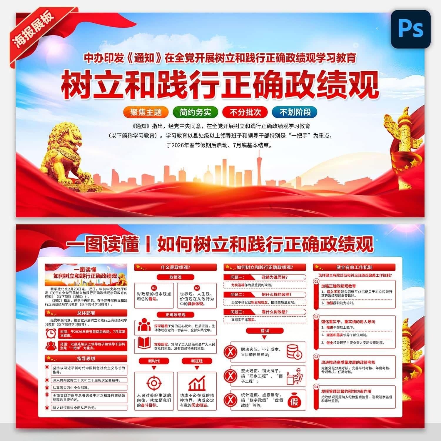 开展树立和践行正确政绩观学习教育展板宣传栏