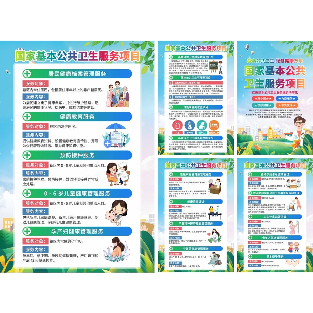 国家基本公共卫生服务十二类项目免费享受套图海报挂画 (2)
