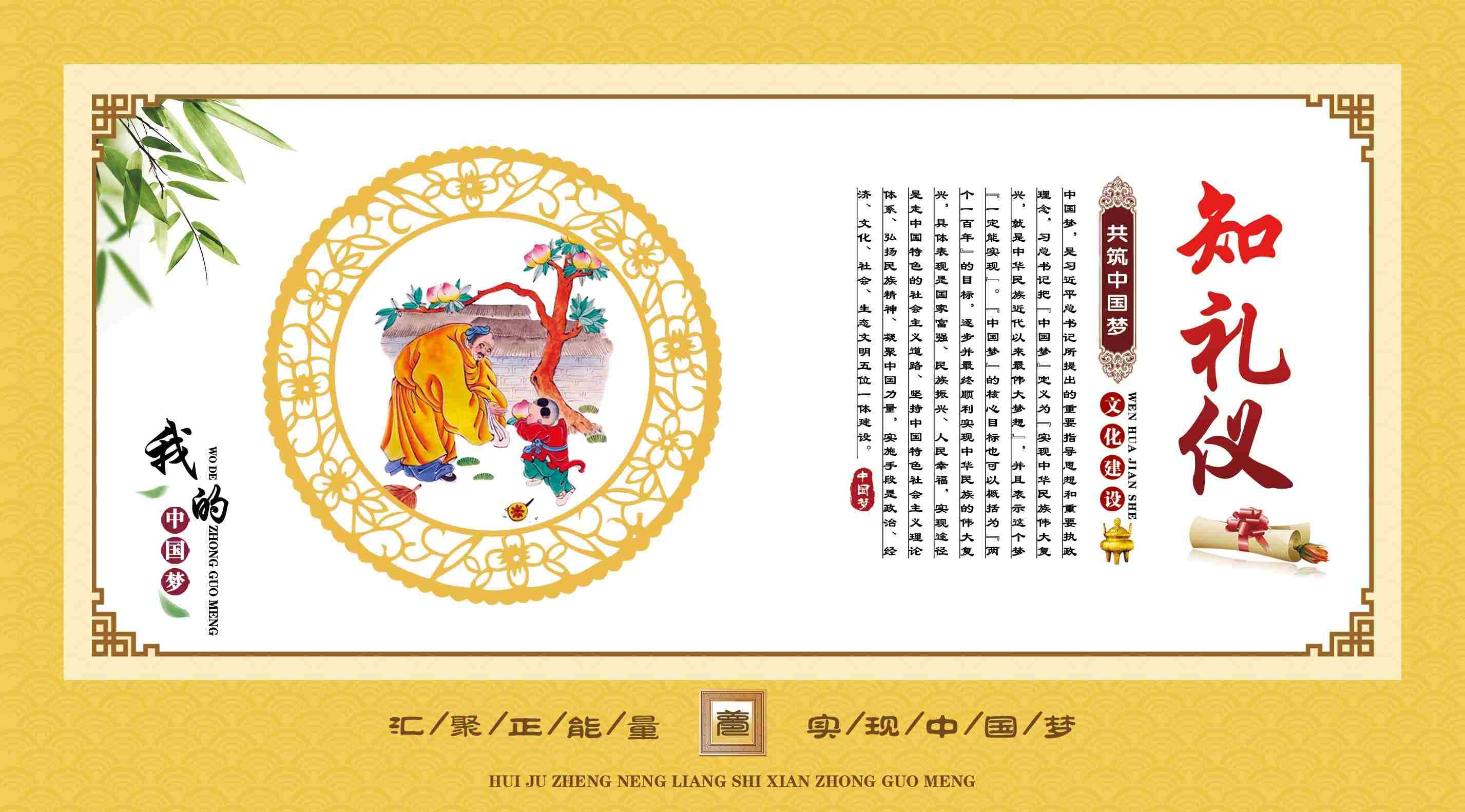 中国传统美德我的中国梦知礼仪展板海报