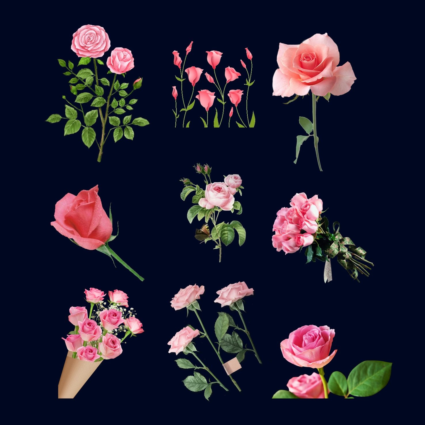 鲜花粉色玫瑰花免扣素材