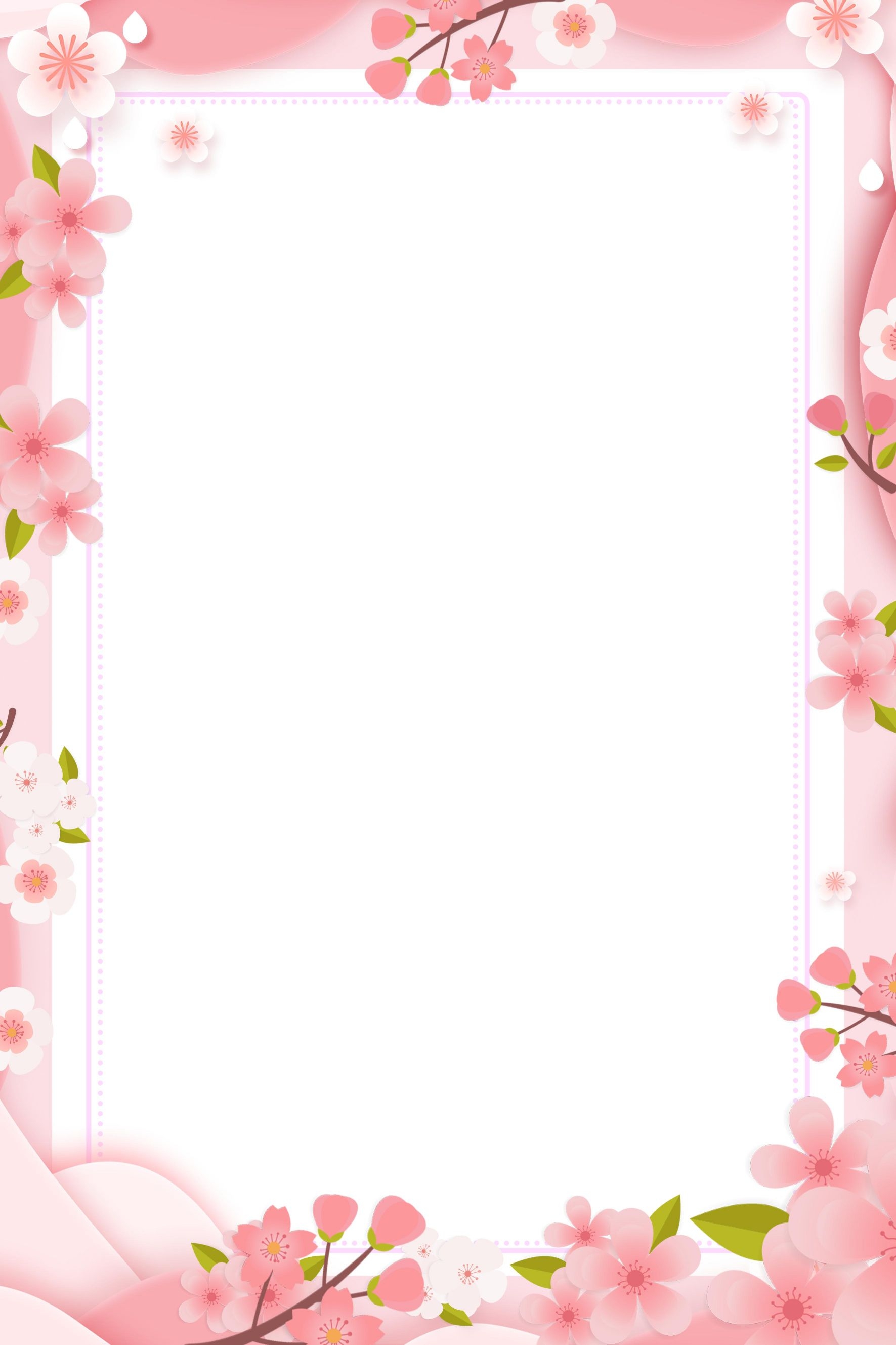 粉色鲜花桃花边框背景图