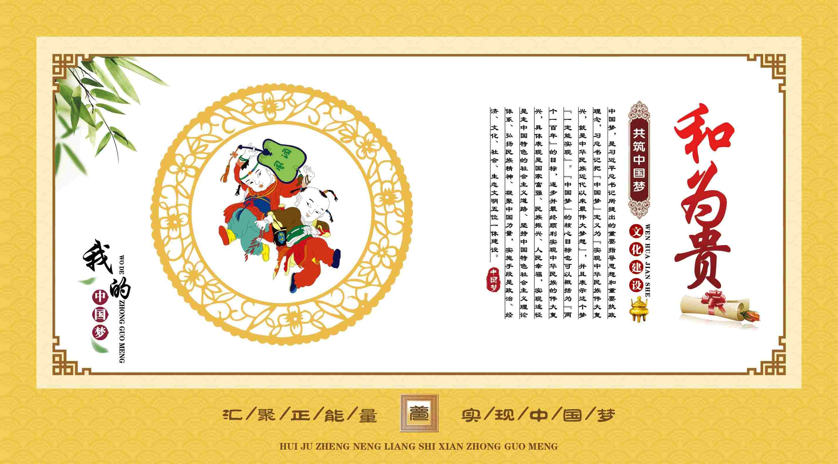 中国传统美德我的中国梦和为贵展板海报