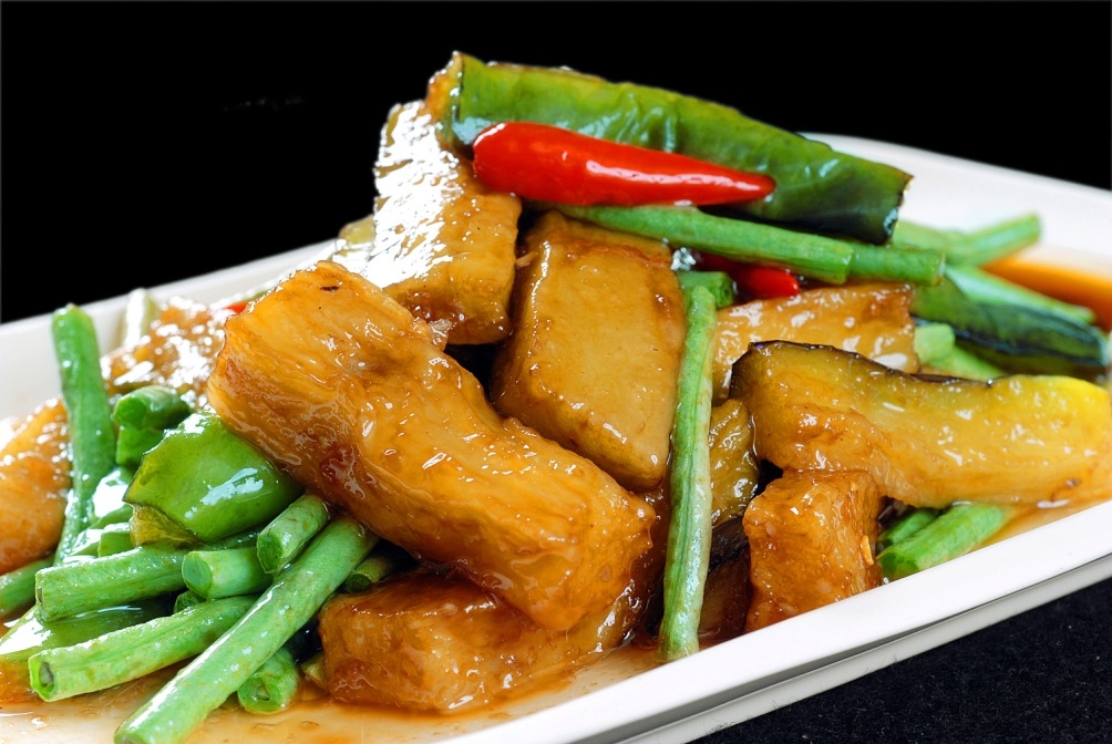 餐饮美食姜豆炒茄子宣传图片灯箱