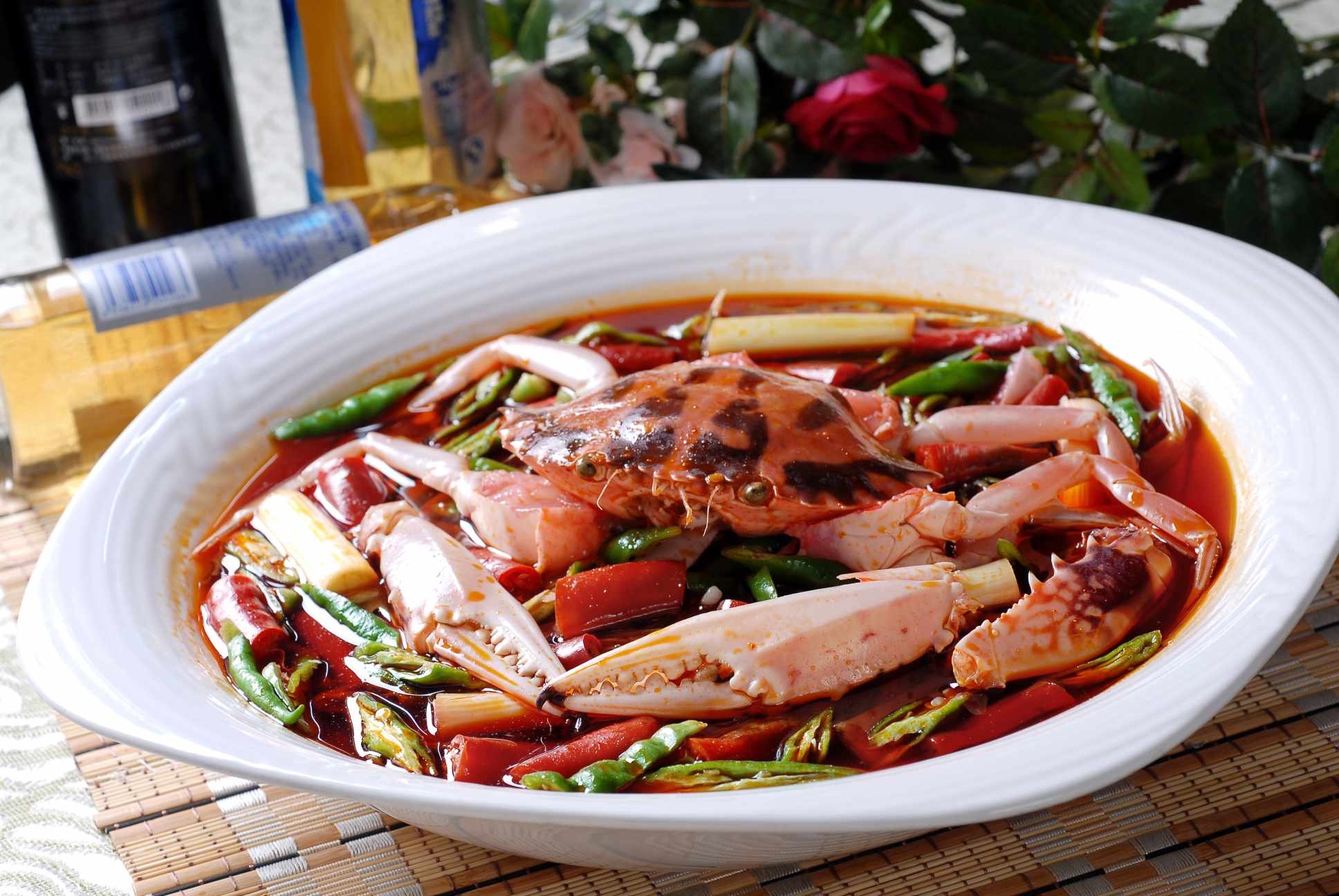 餐饮美食香辣野生红花蟹宣传图片灯箱