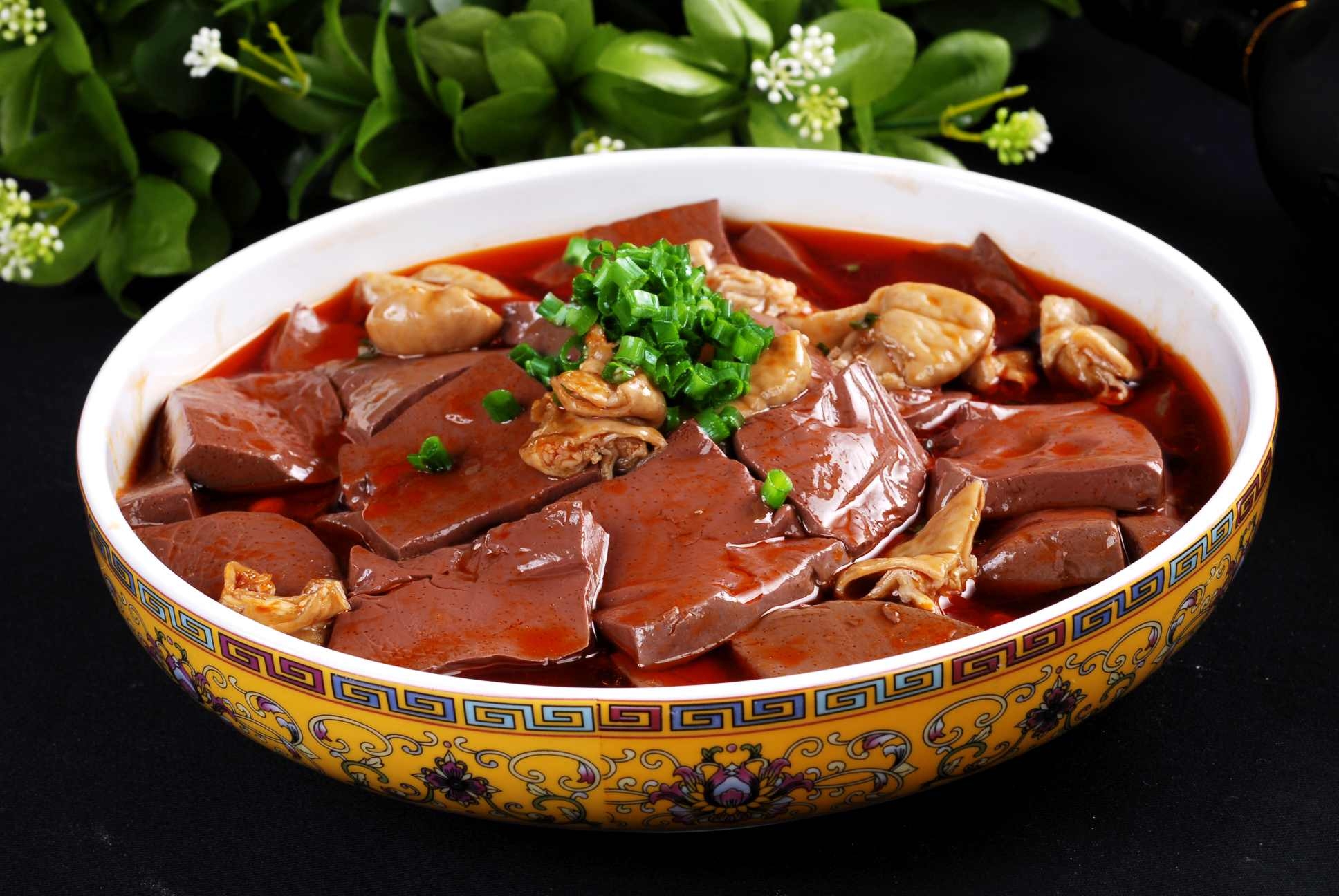 高清图片餐饮美食川菜肥肠烧鸭血高清图片