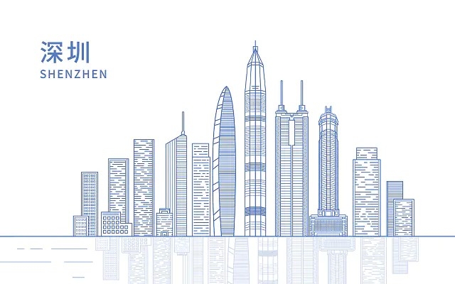 深圳城市地标建筑元素线条风格城市ai格式城市建筑深圳AI