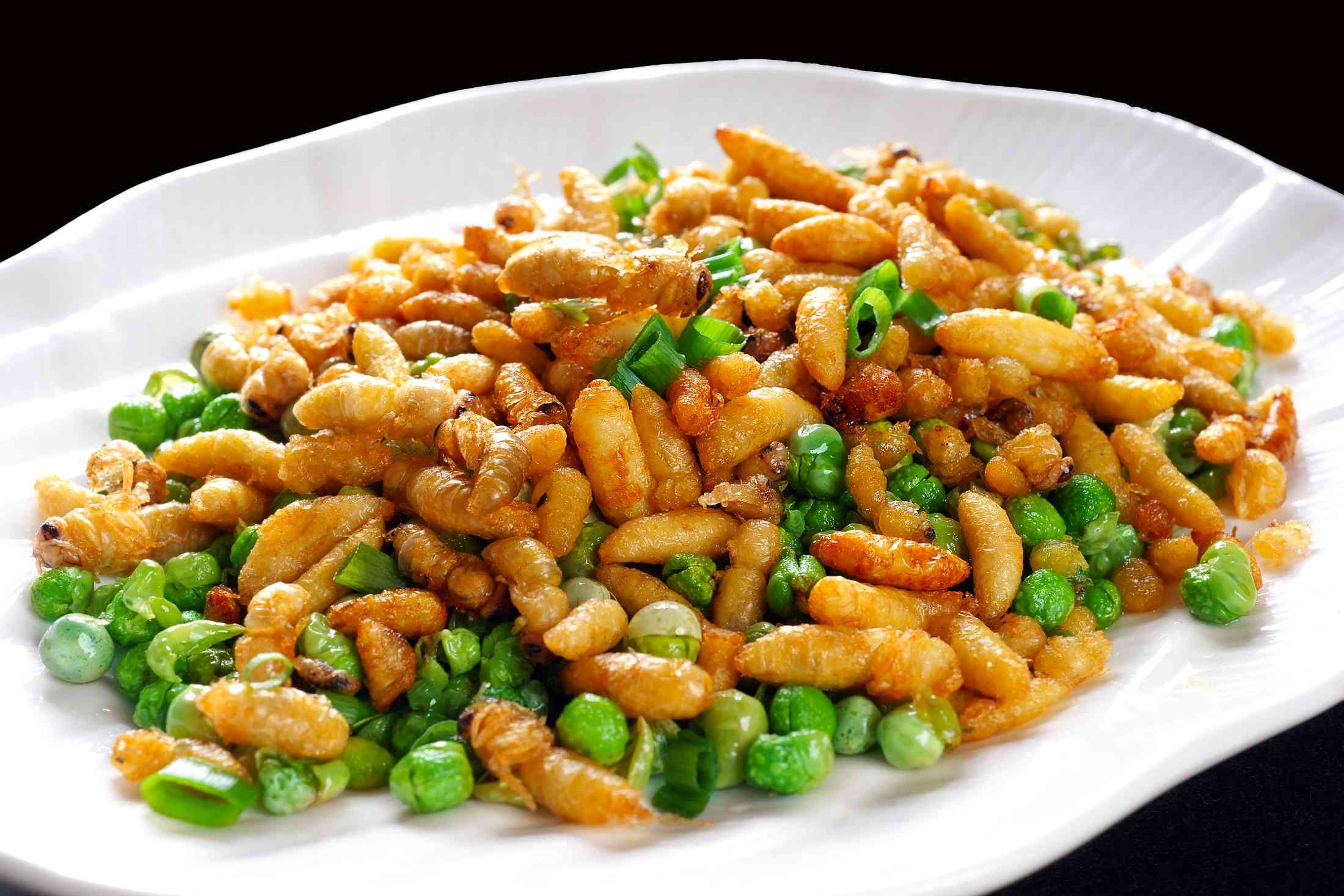 餐饮美食特色菜豆香蜂蛹高清图片