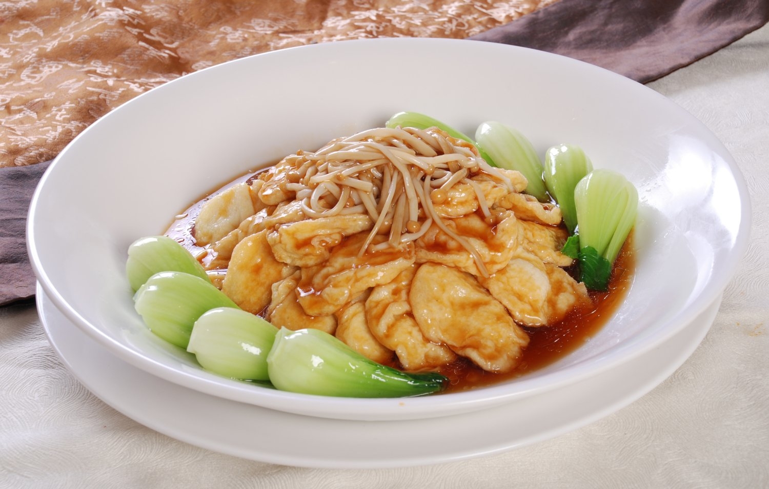 餐饮美食金针菇炆鱼腐宣传图片灯箱