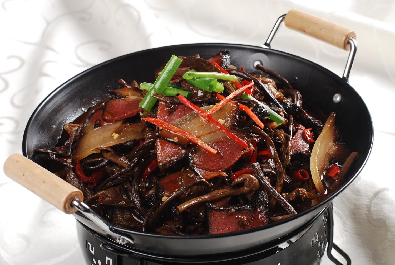 餐饮美食川菜干锅茶树菇高清图片