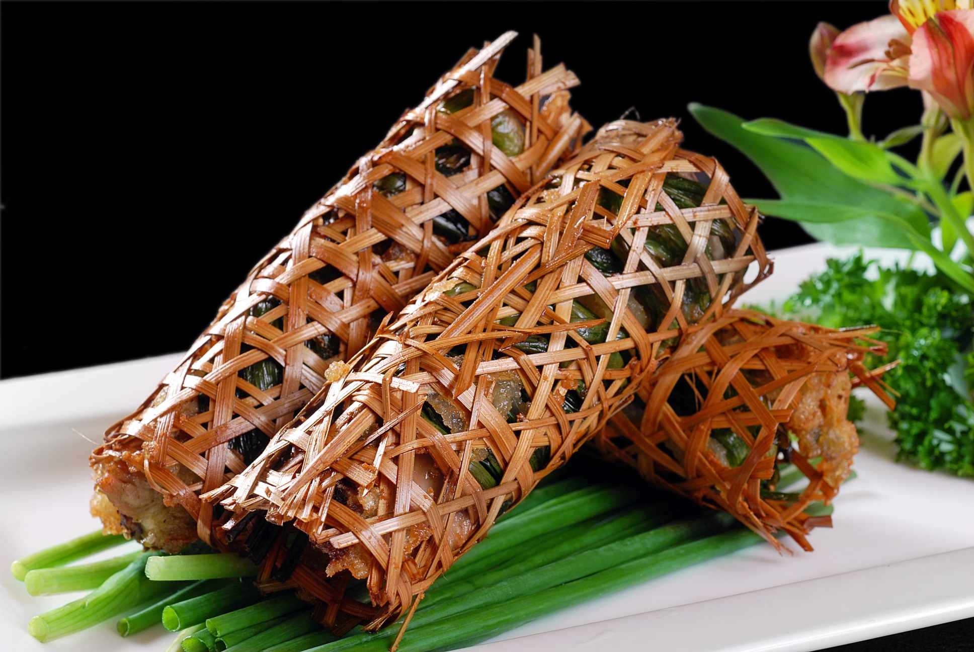 餐饮美食竹篱葱香骨宣传图片灯箱