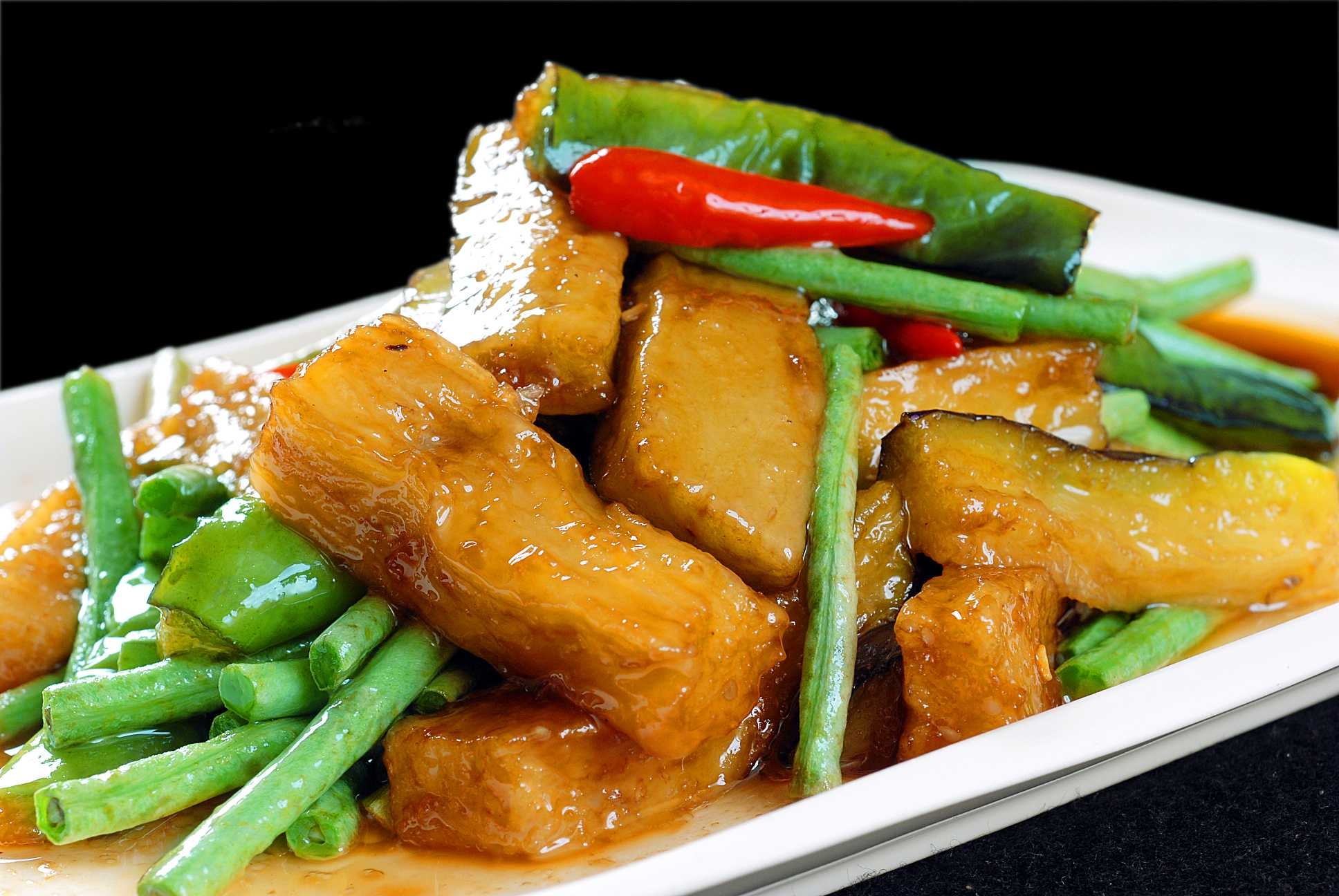 高清图片餐饮美食川菜姜豆炒茄子高清图片