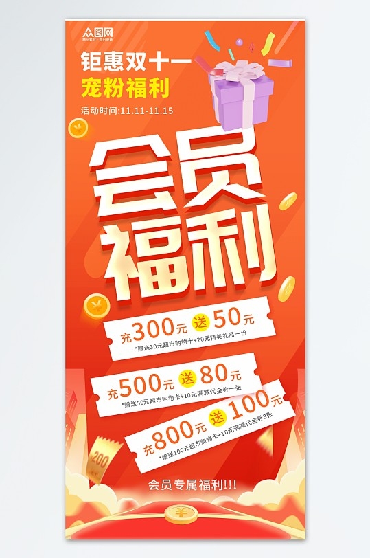 VIP会员充值优惠海报CDR