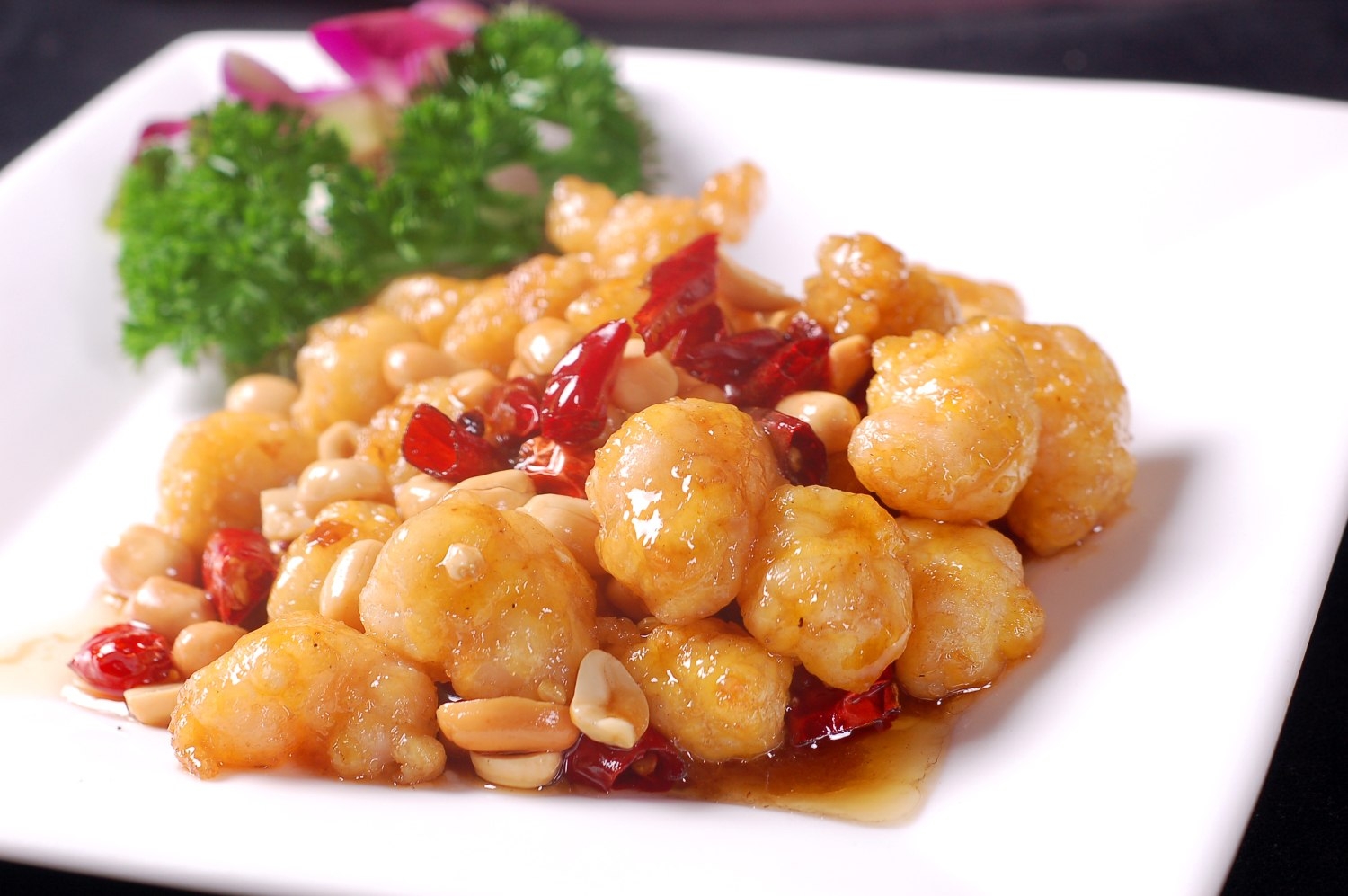 餐饮美食川菜热菜宫保虾仁高清图片