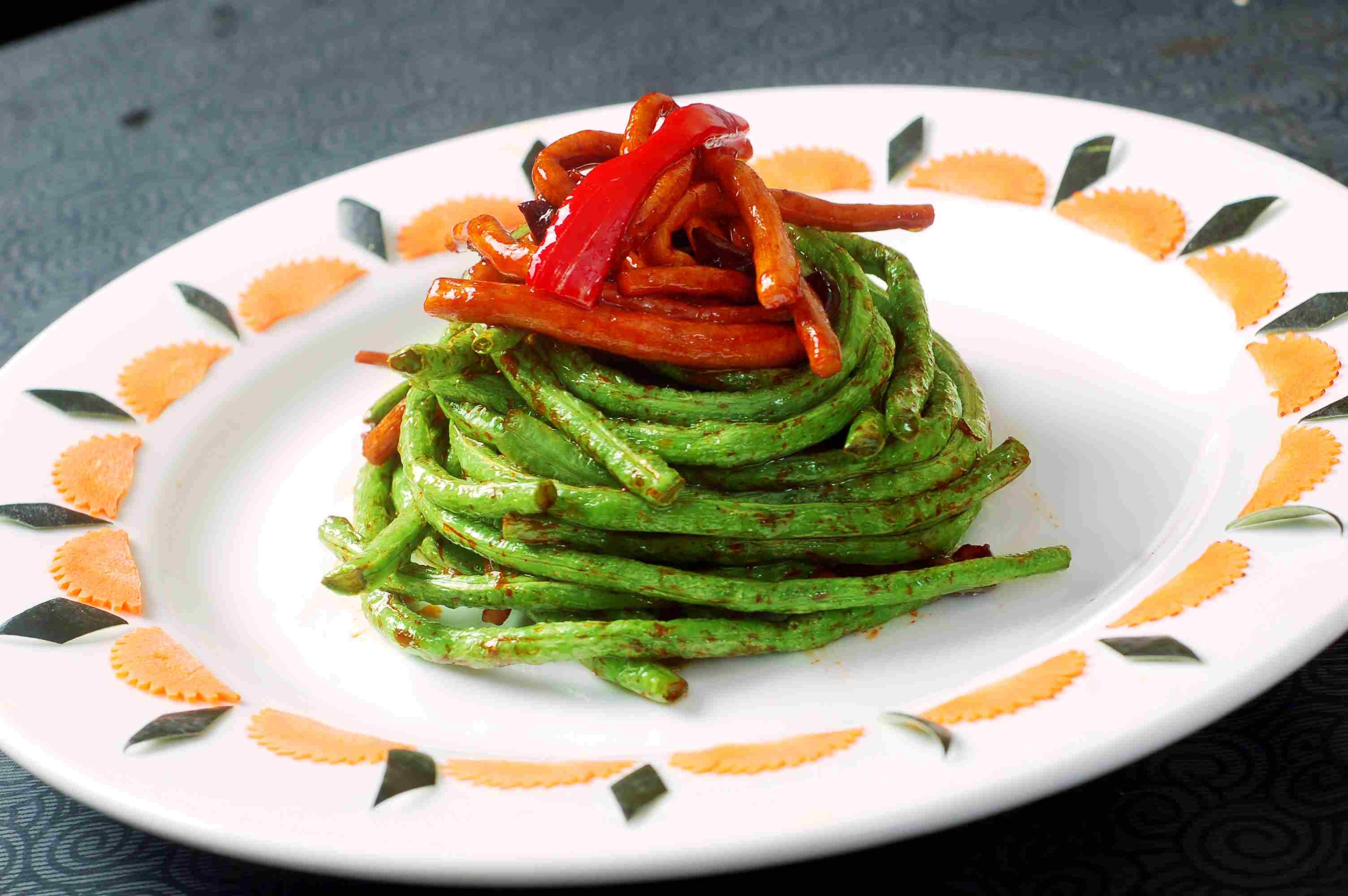 餐饮美食干炒菜菇豆高清图片