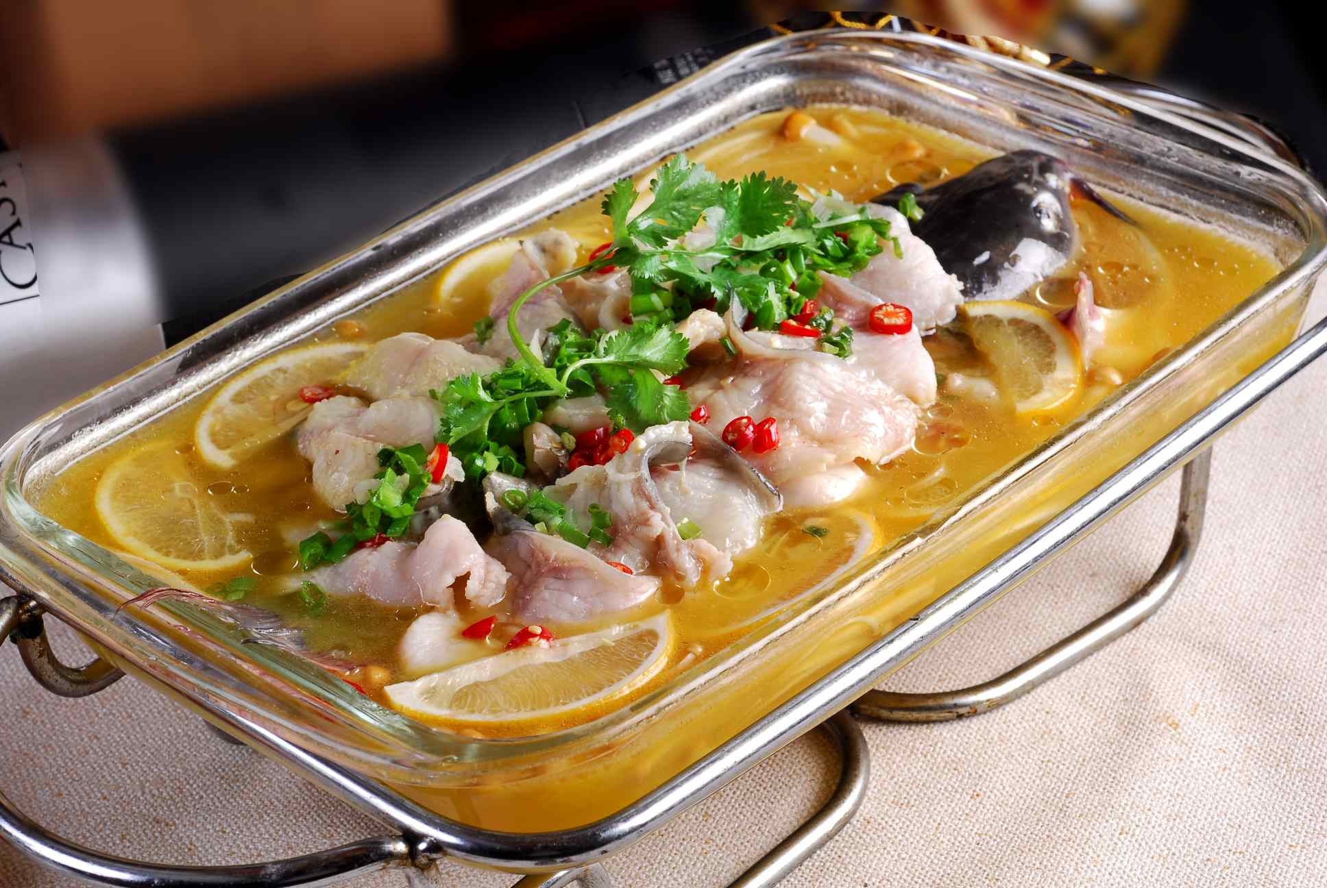 餐饮美食柠檬鱼片宣传图片灯箱