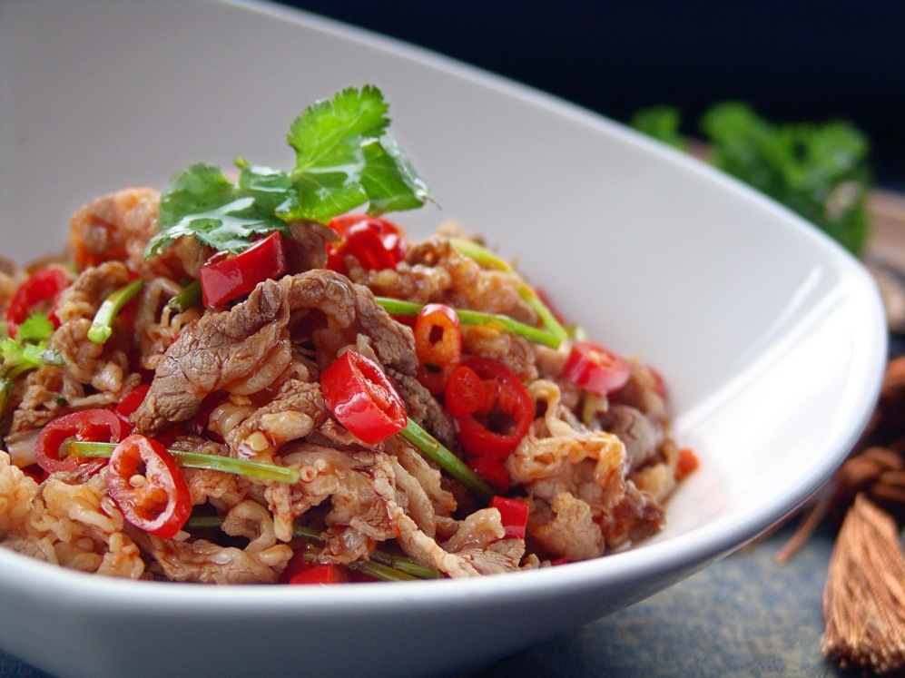 餐饮美食热菜湘炒肥牛宣传图片灯箱