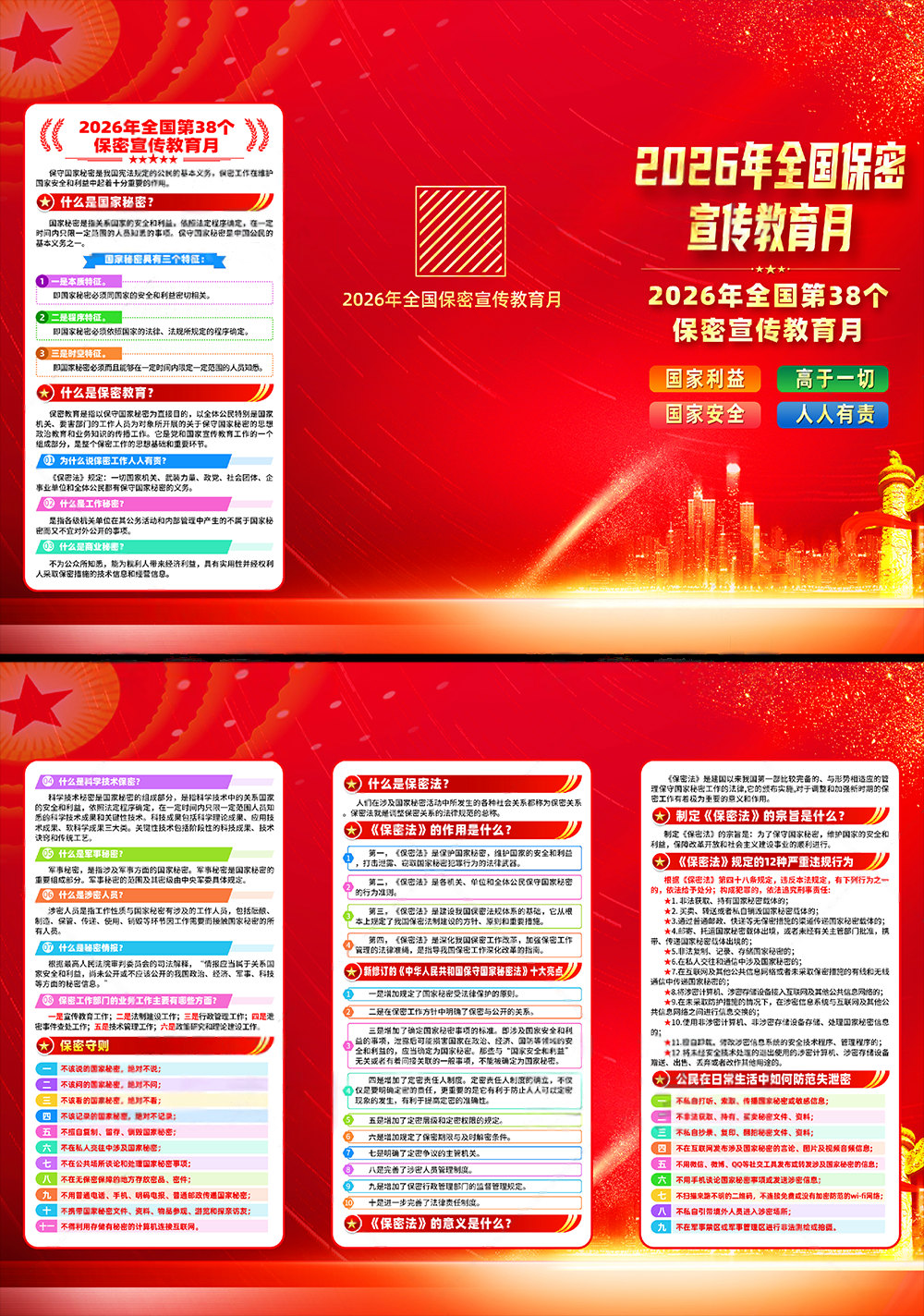 2026年保密宣传月PSD三折页素材模板6