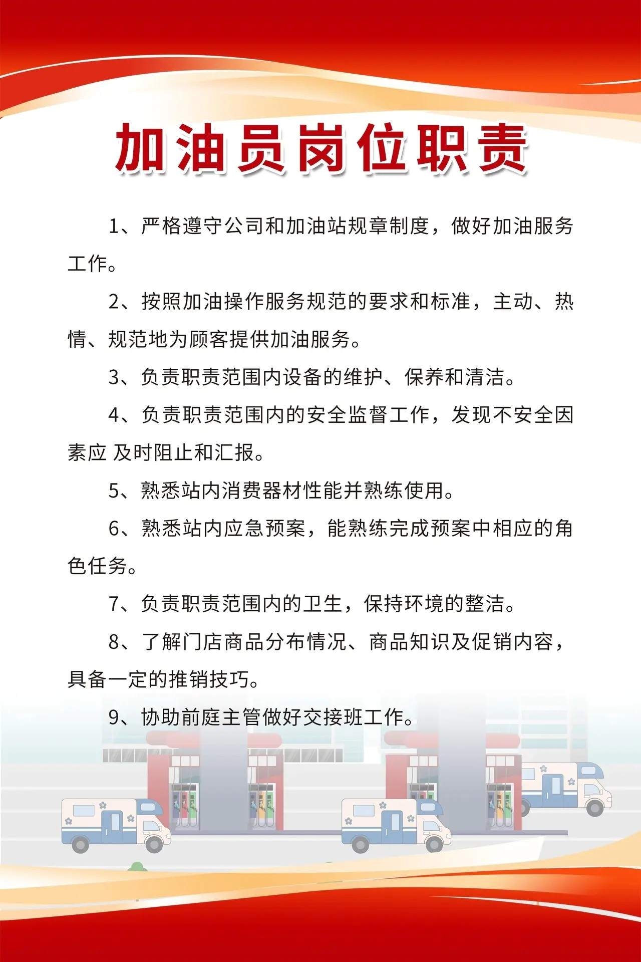 加油站制度图片加油员岗位职责海报制度牌