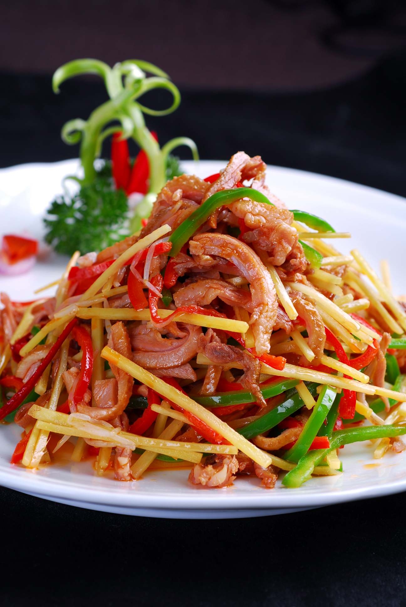 高清图片餐饮美食川菜热仔姜爆鸭丝高清图片