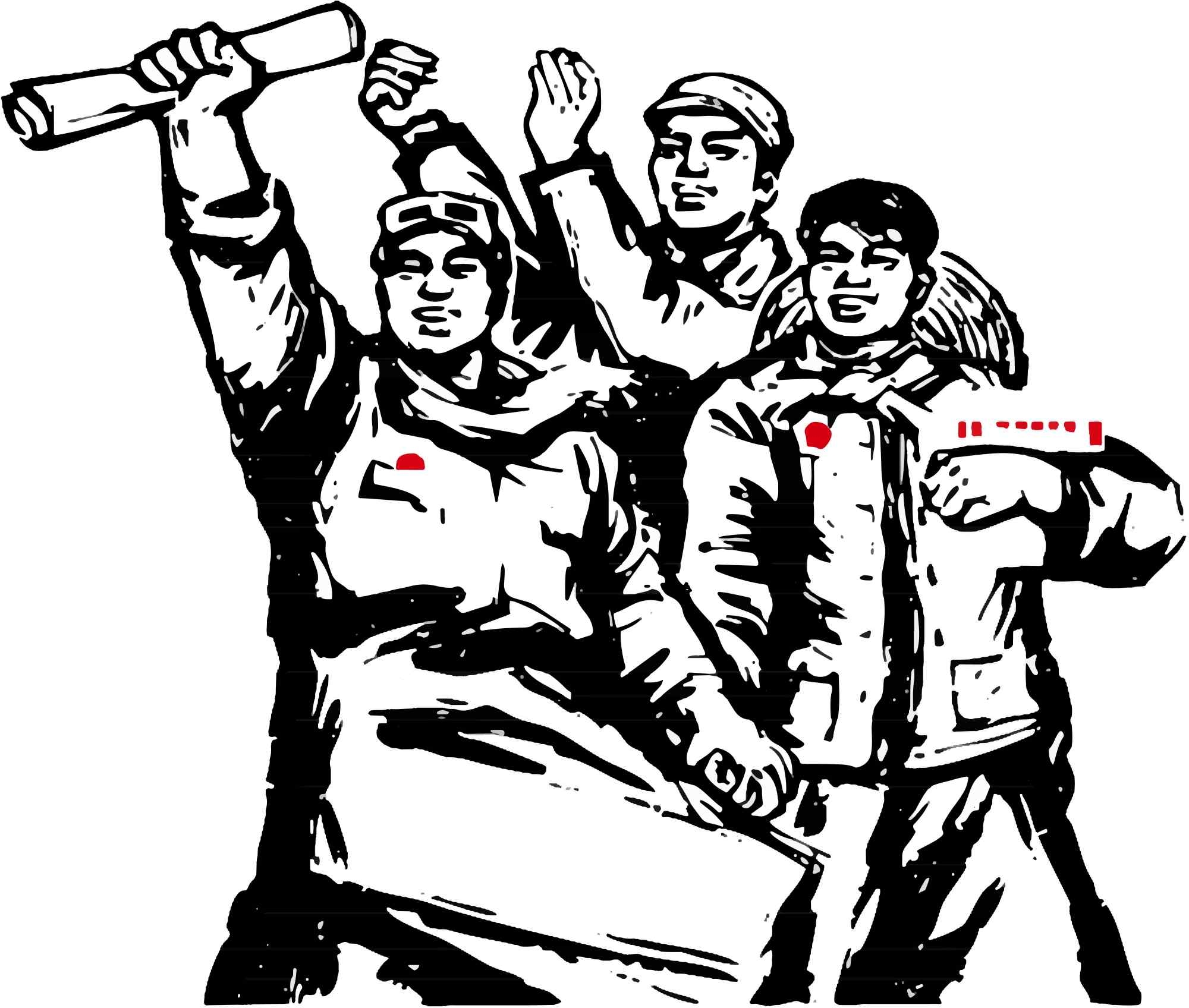 红色民族风创意工农兵免抠设计素材 PNG