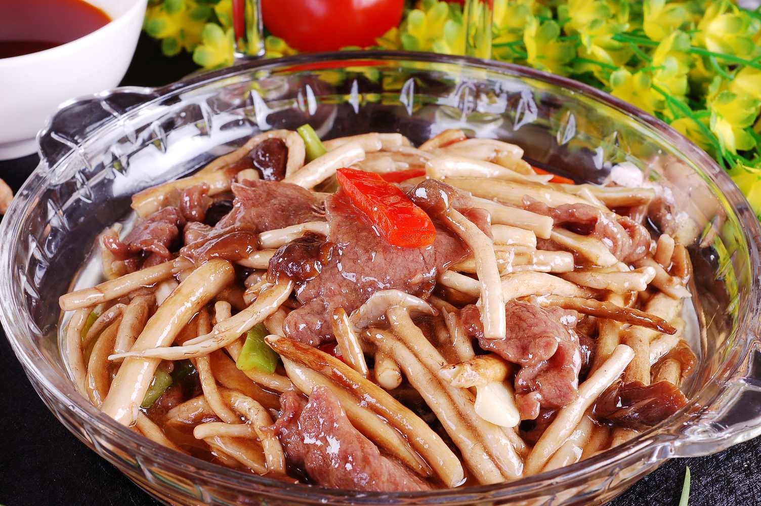 高清图片餐饮美食川菜茶树菇烩牛柳高清图片33