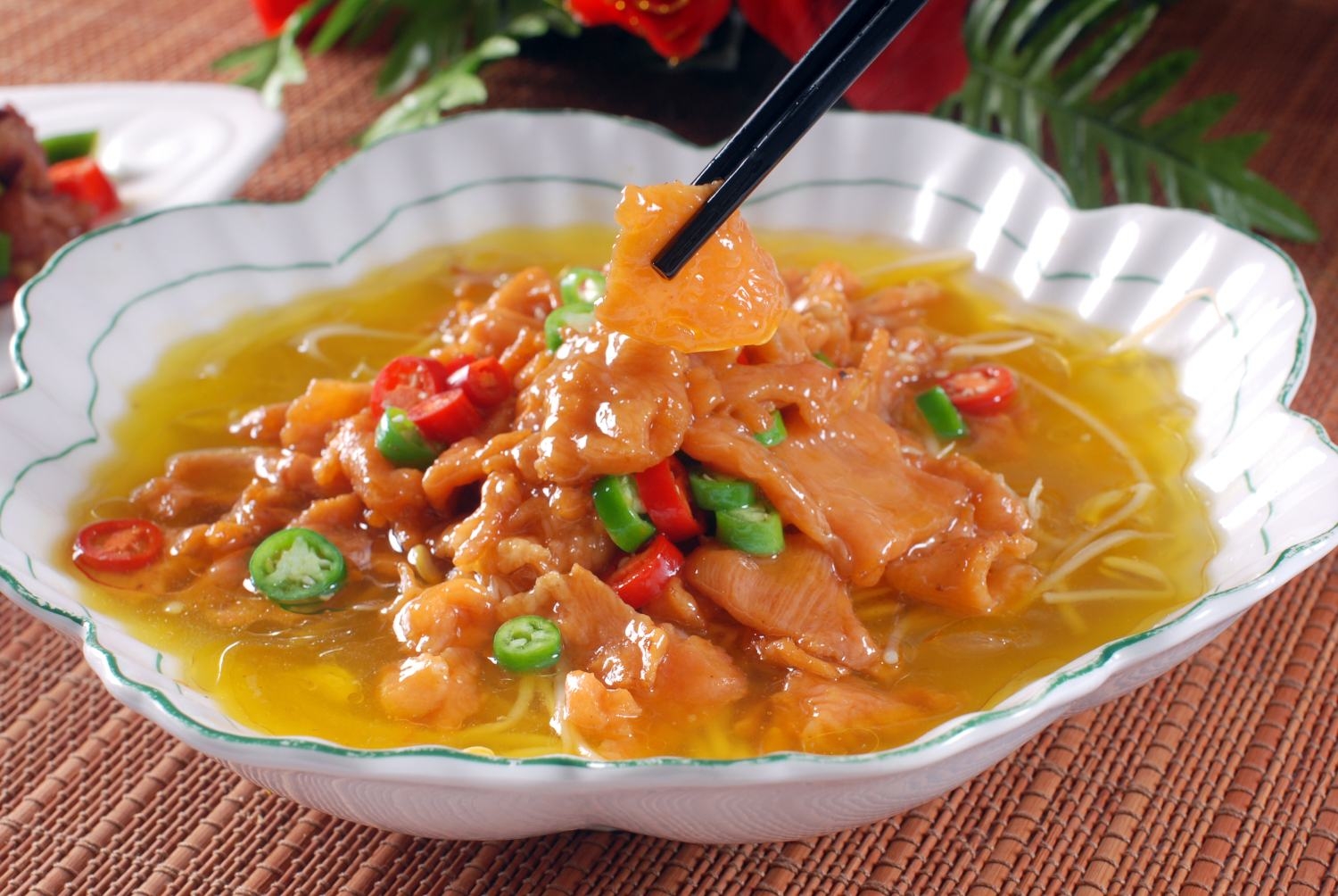 高清图片餐饮美食川菜金汤孔雀肉高清图片