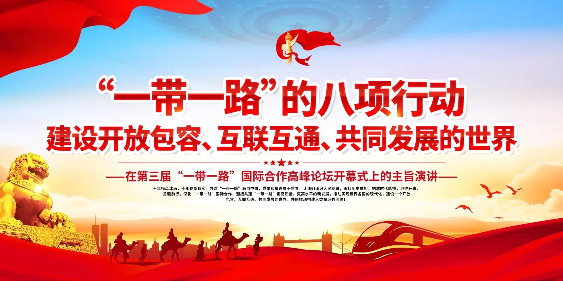 简约高质量共建一带一路的八项行动党建展板