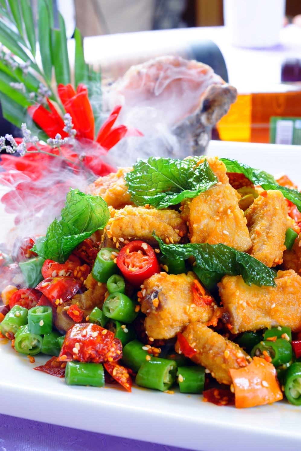 餐饮美食薄荷蒜香骨(1)宣传图片灯箱