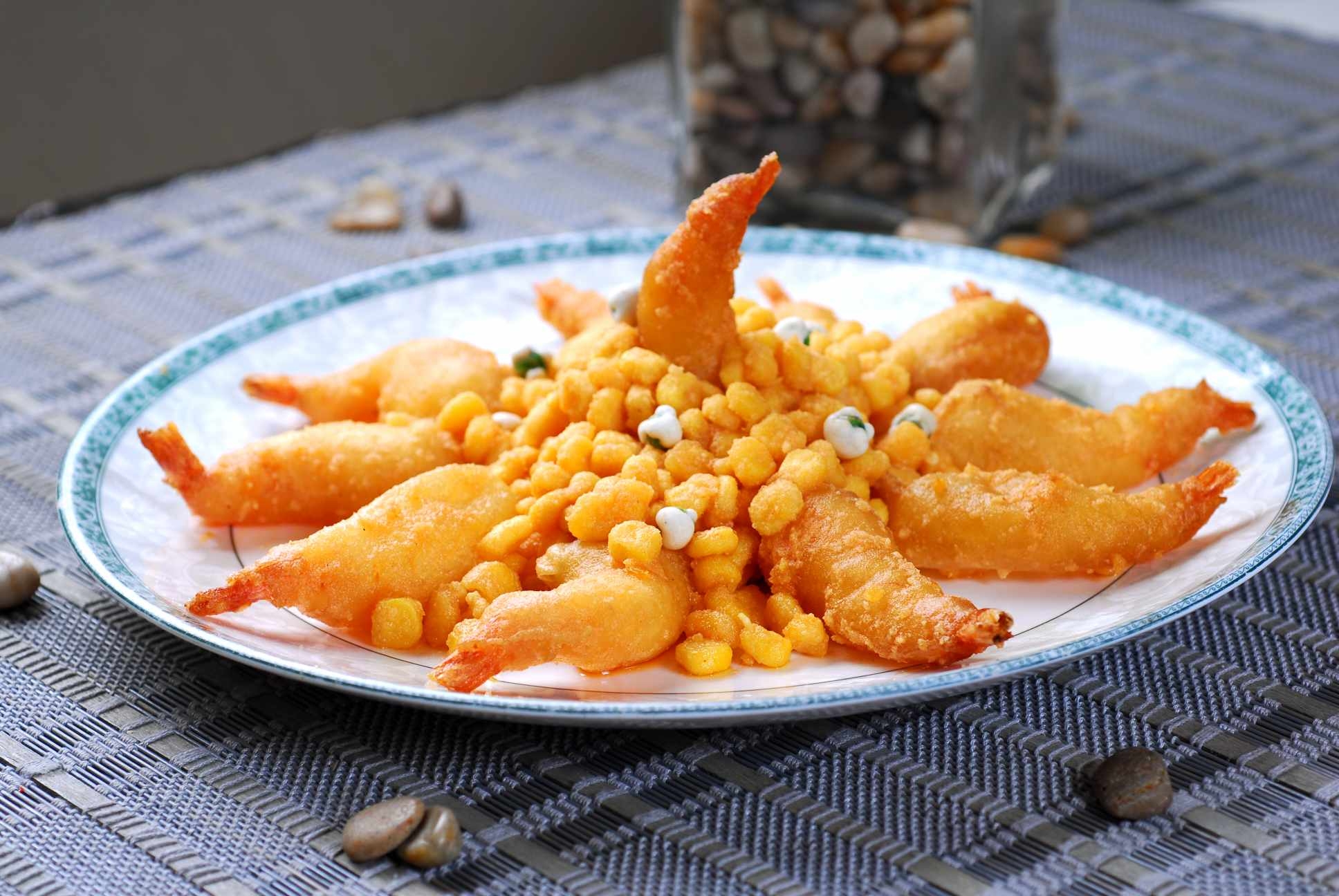 高清图片餐饮美食川菜脆皮玉米虾高清图片