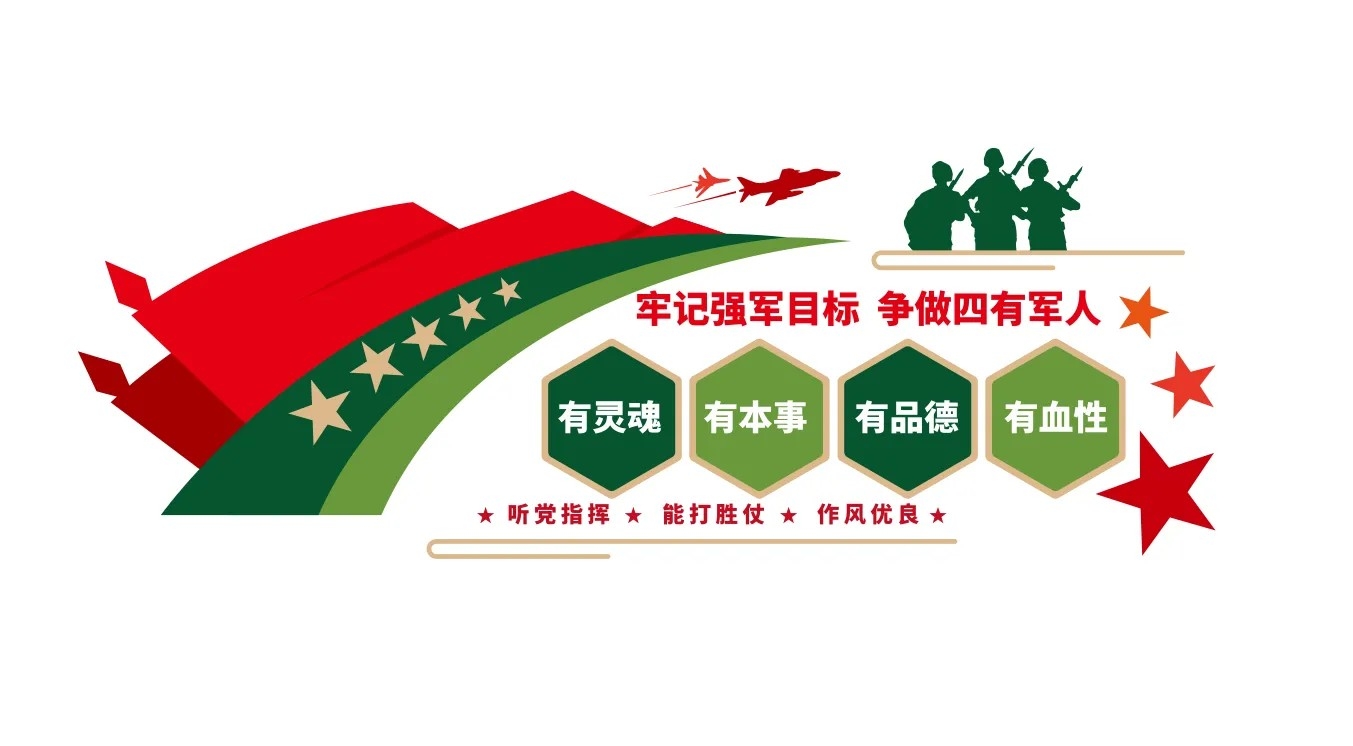 争做四有军人部队军队文化墙