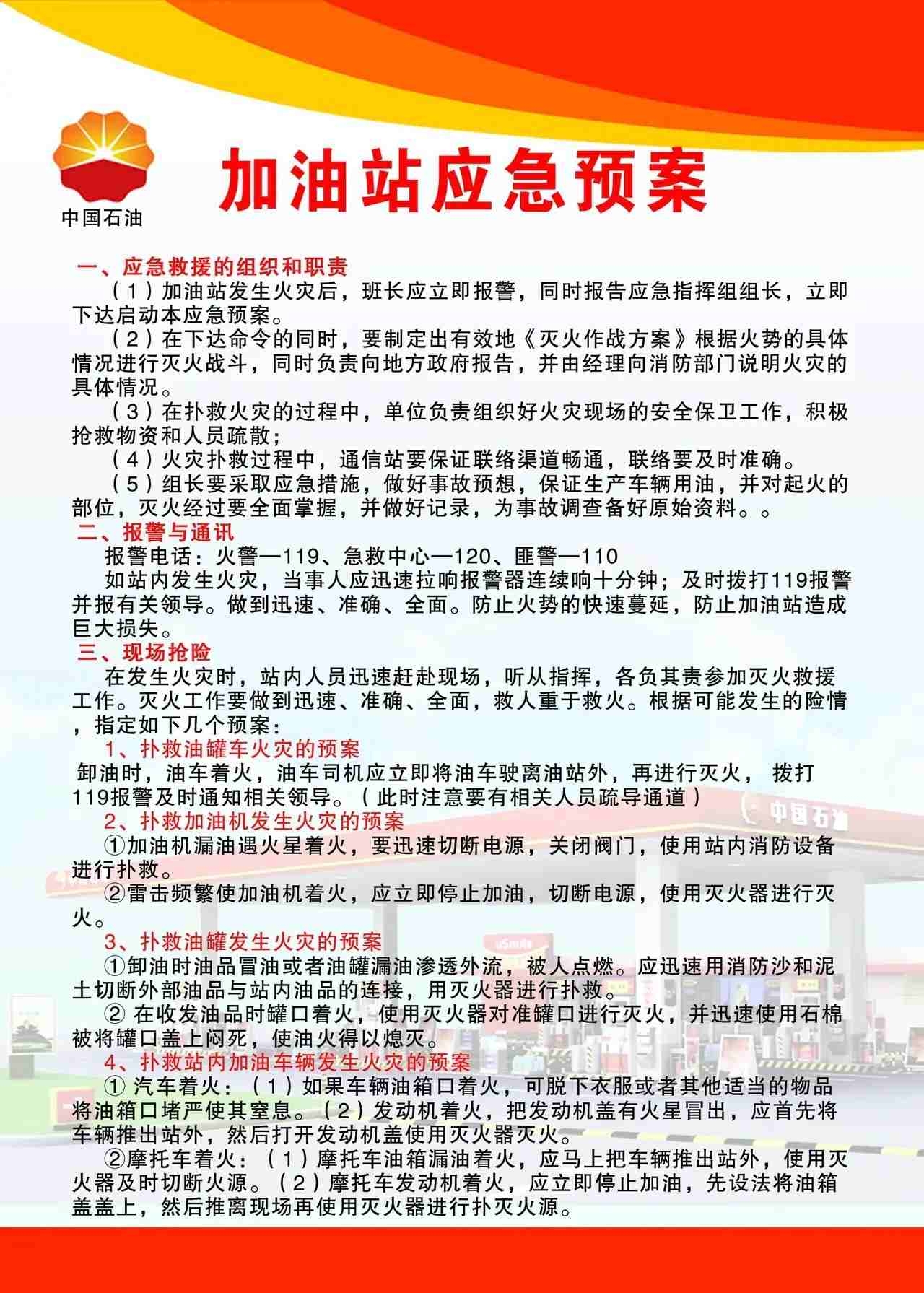 加油站应急预案制度牌